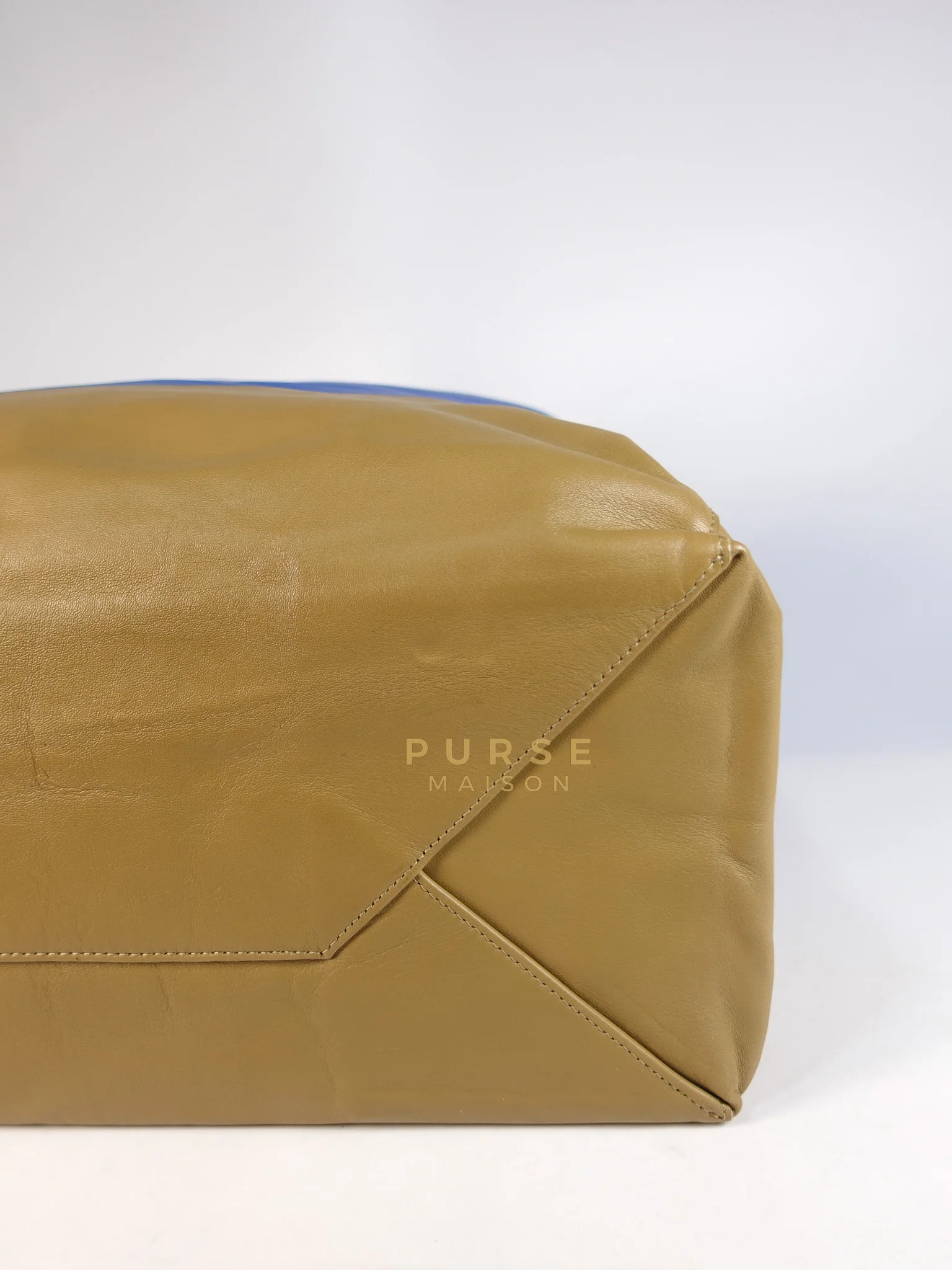 Celine Cabas Tote Bag Large in Camel & Royal Blue Calfskin Leather - Image 11