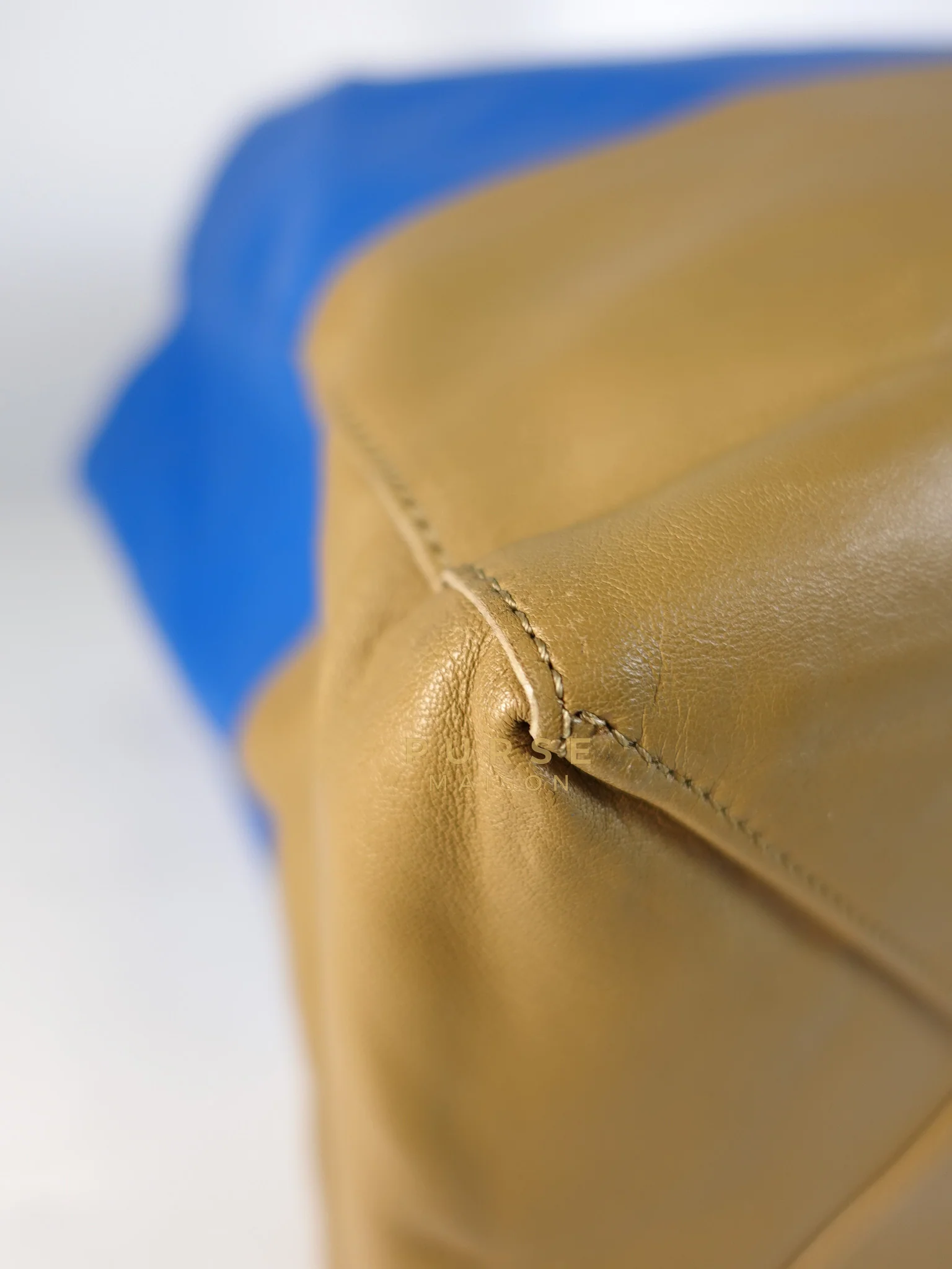 Celine Cabas Tote Bag Large in Camel & Royal Blue Calfskin Leather - Image 12