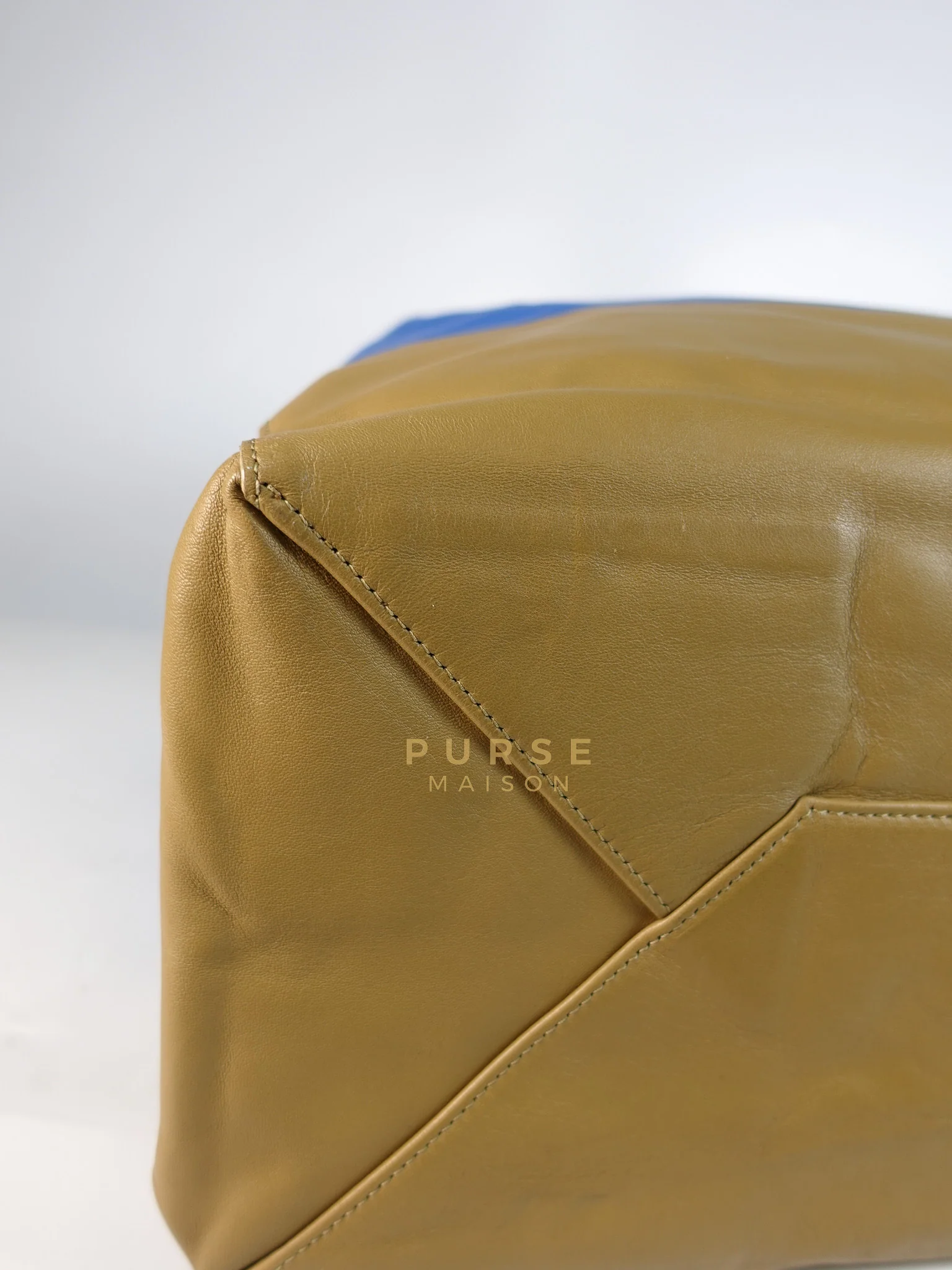 Celine Cabas Tote Bag Large in Camel & Royal Blue Calfskin Leather - Image 13
