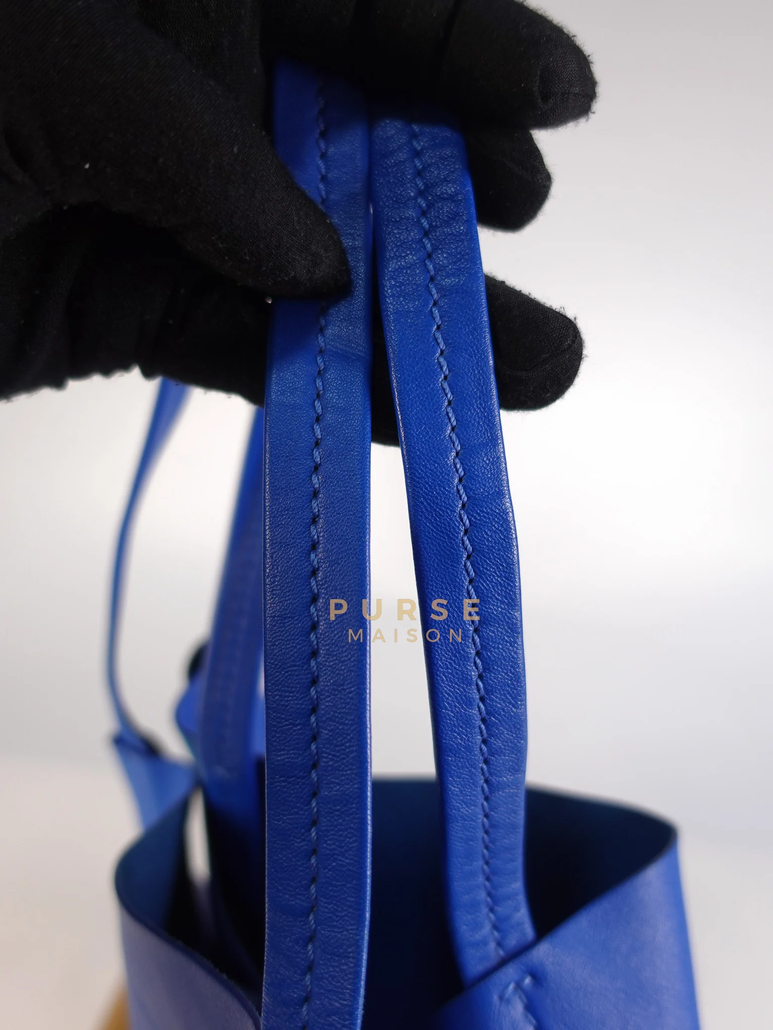 Celine Cabas Tote Bag Large in Camel & Royal Blue Calfskin Leather - Image 17