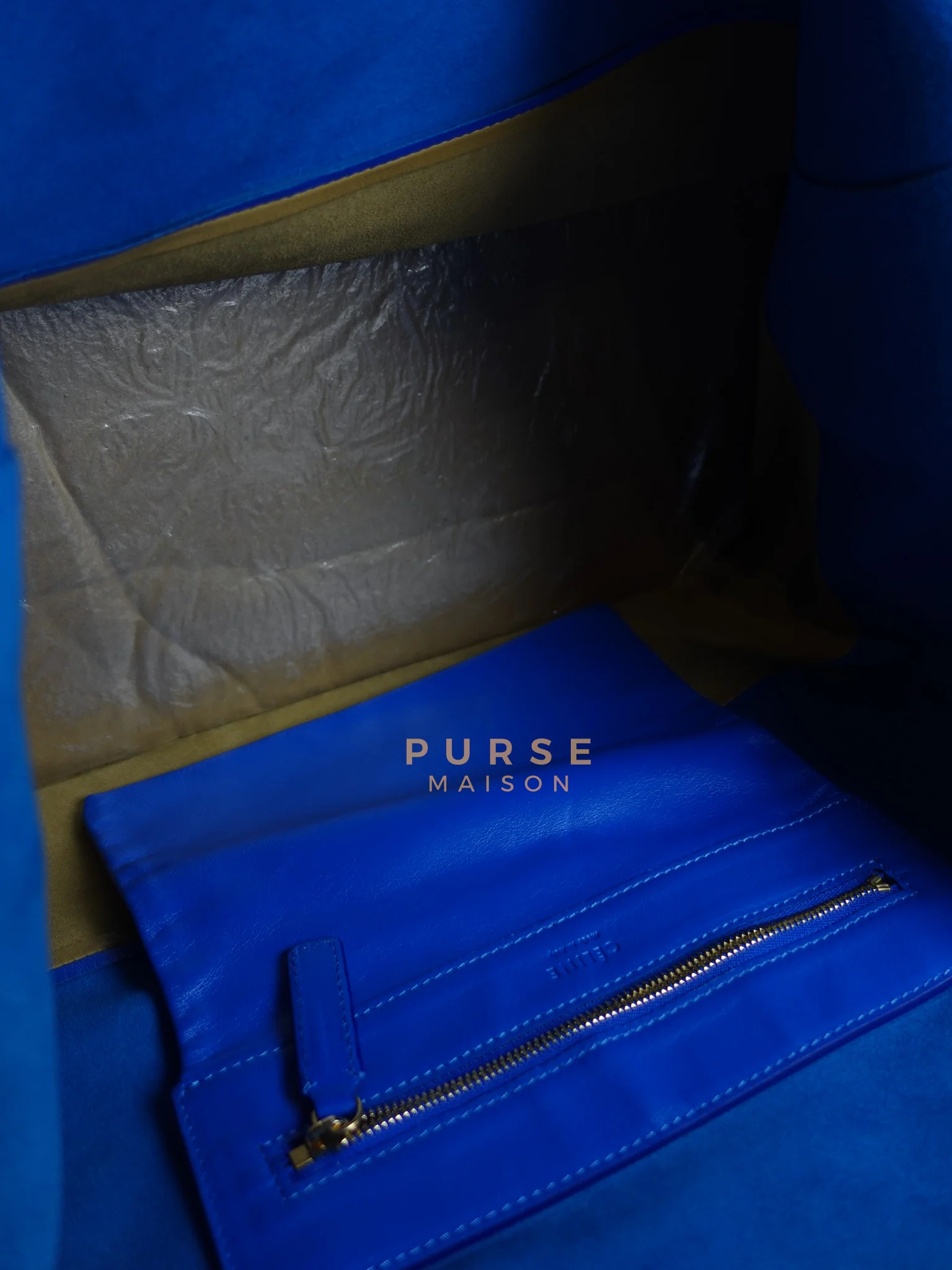 Celine Cabas Tote Bag Large in Camel & Royal Blue Calfskin Leather - Image 19
