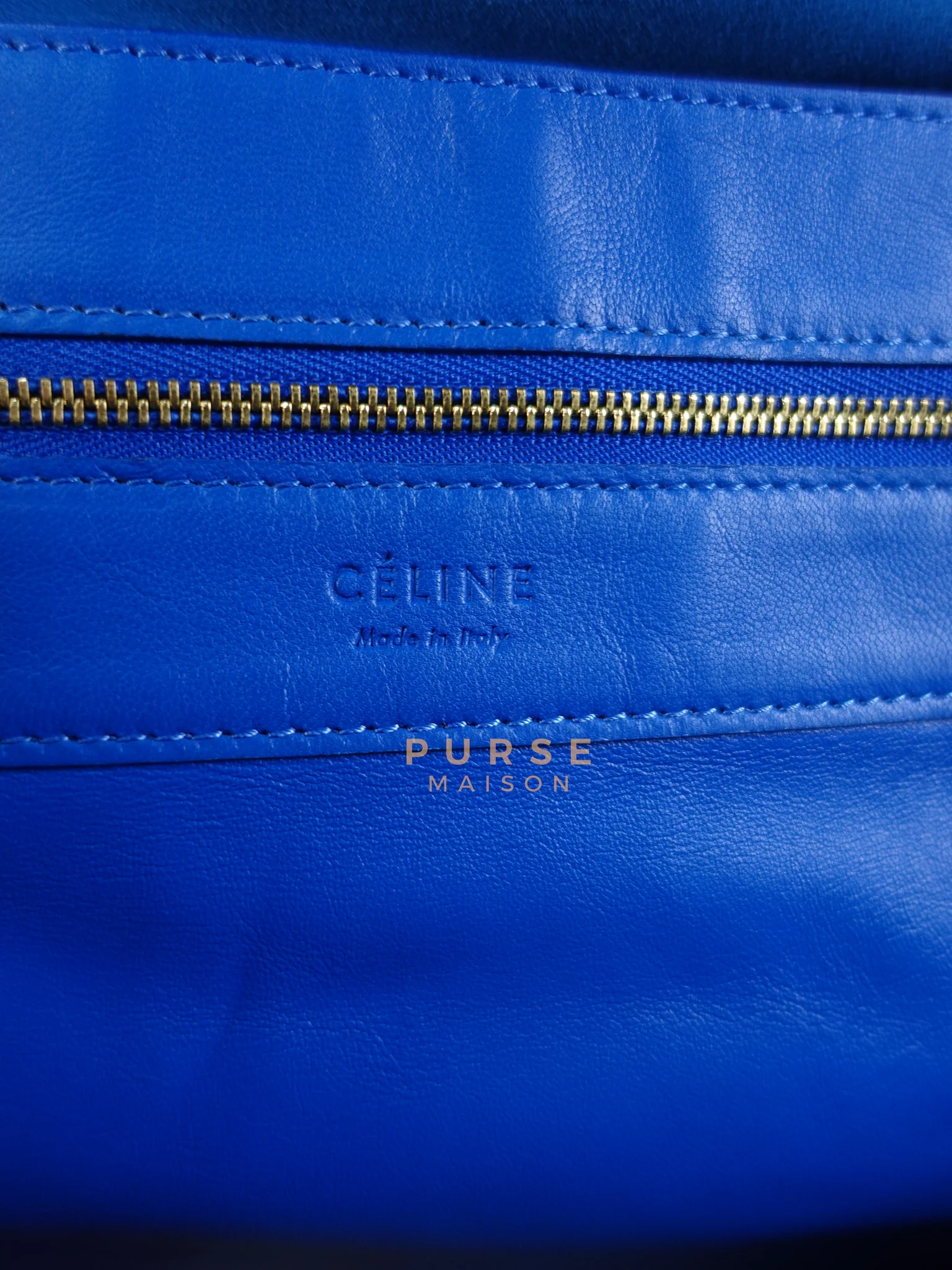 Celine Cabas Tote Bag Large in Camel & Royal Blue Calfskin Leather - Image 22