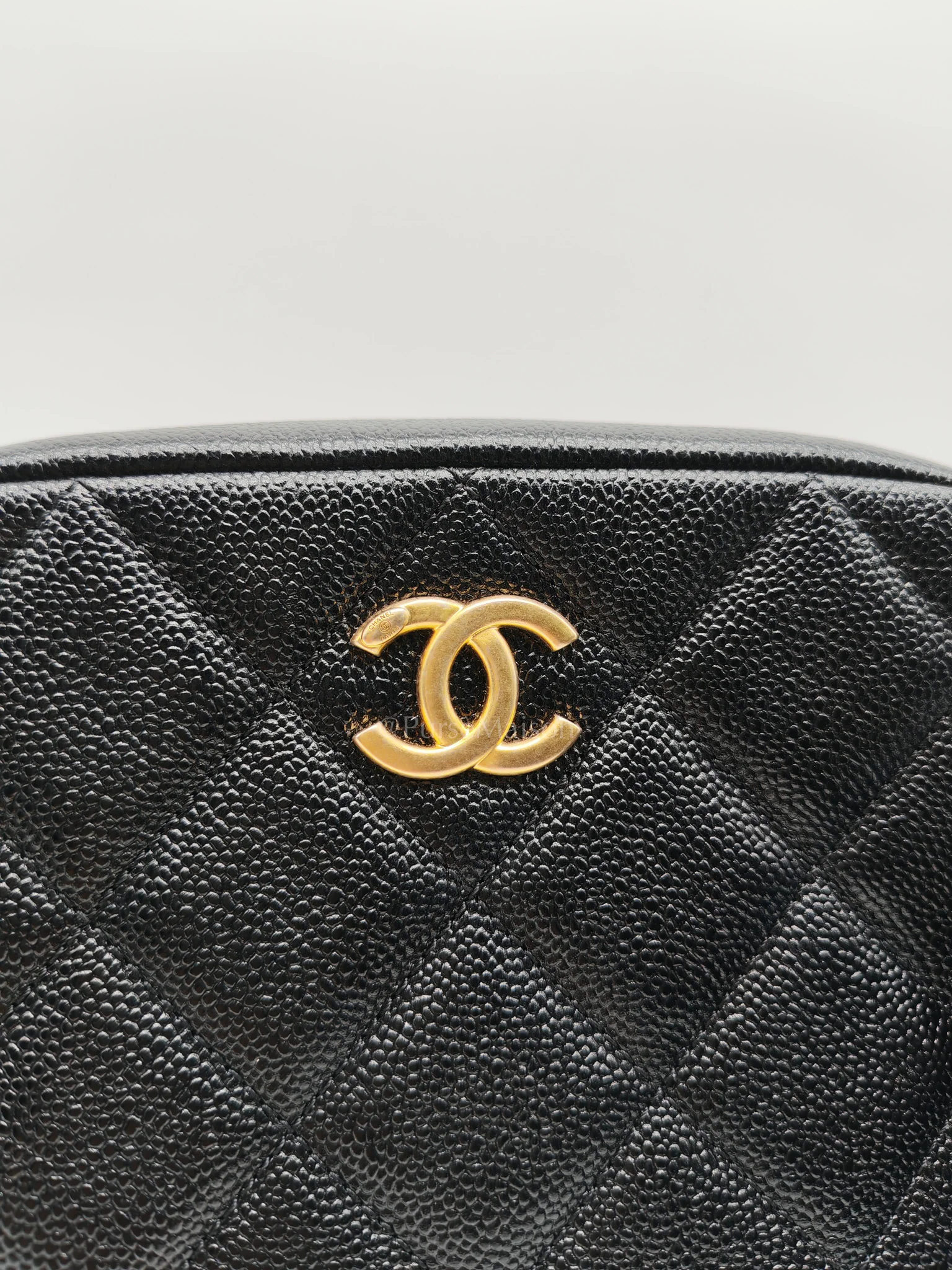 Chanel Camera Bag Mini in Black Quilted Caviar Leather & Aged Gold Hardware Microchip - Image 12