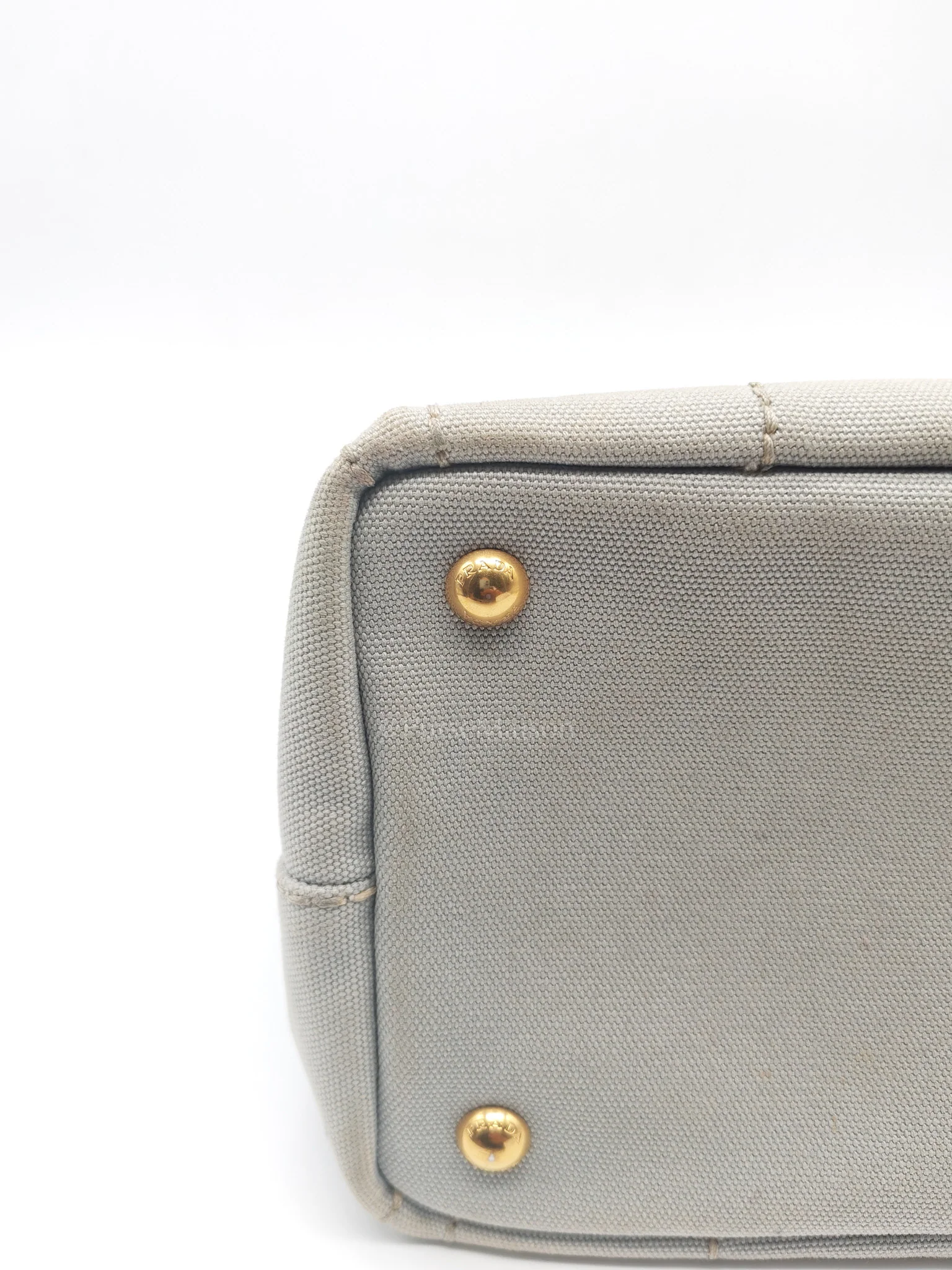 Prada Canapa Canvas Small Tote Bag in Gray & Gold Hardware - Image 12