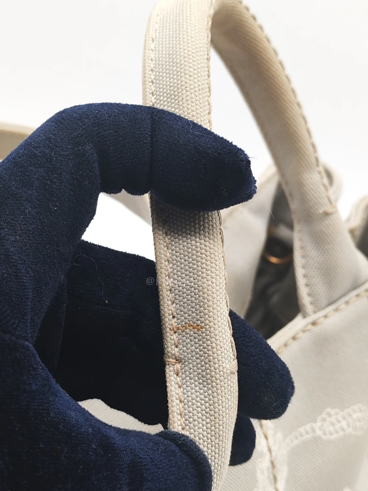Prada Canapa Canvas Small Tote Bag in Gray & Gold Hardware - Image 19