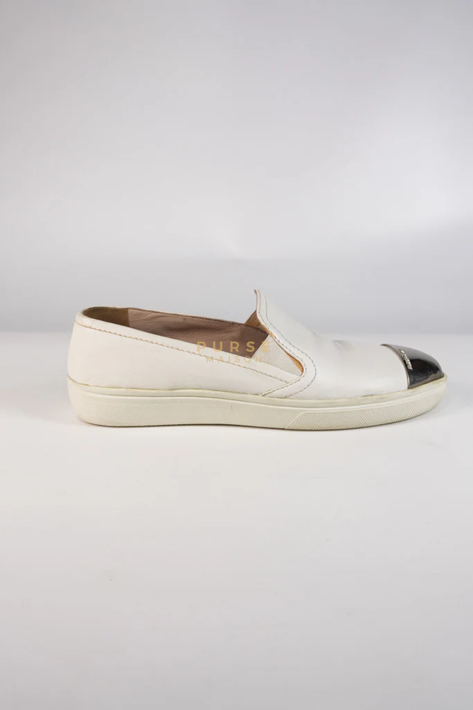 Miu Miu Cap Toe Silver & White Slip on Shoes Size 37.5 EU (25cm) - Image 9