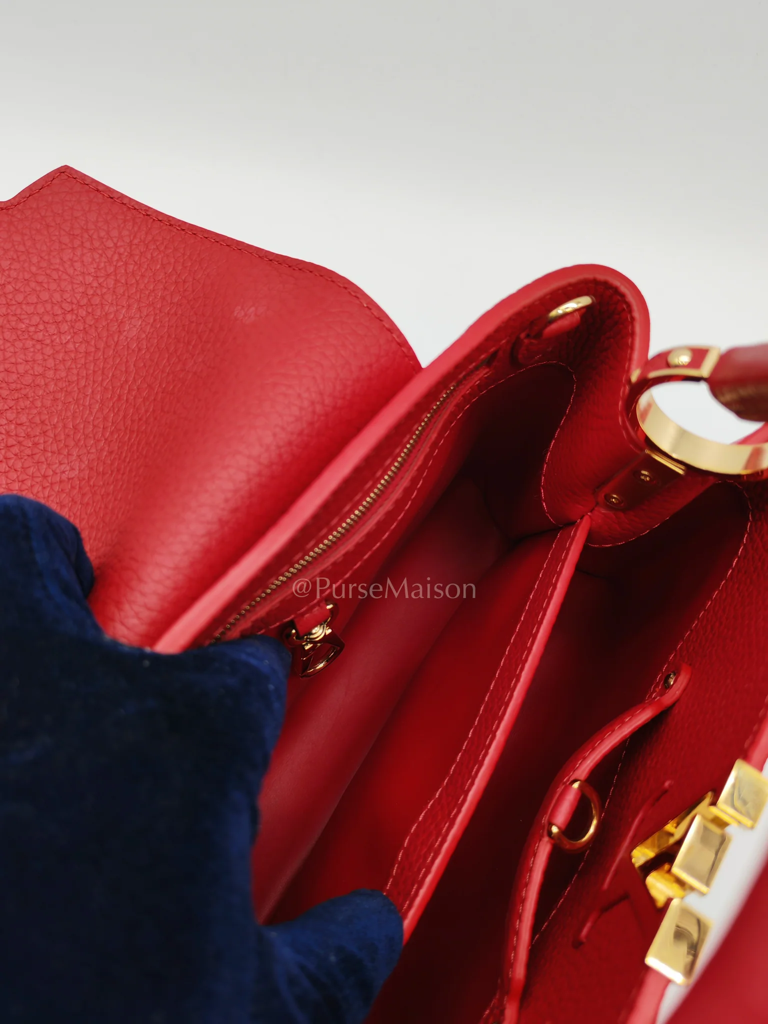 Louis Vuitton Capuccines BB in Red Taurillion Leather Two-Way Bag (Microchip) - Image 23