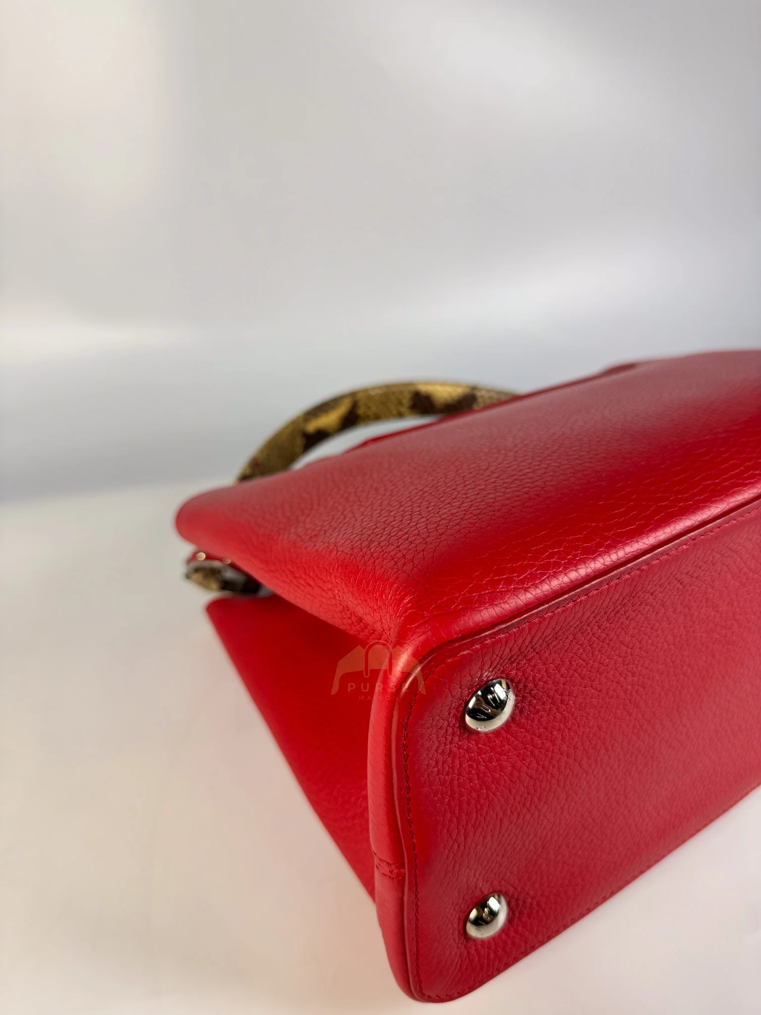 Louis Vuitton Capucines GM Red Python Handle Taurillon Clemence Leather Handbag (Date Code: MI1185) - Image 10