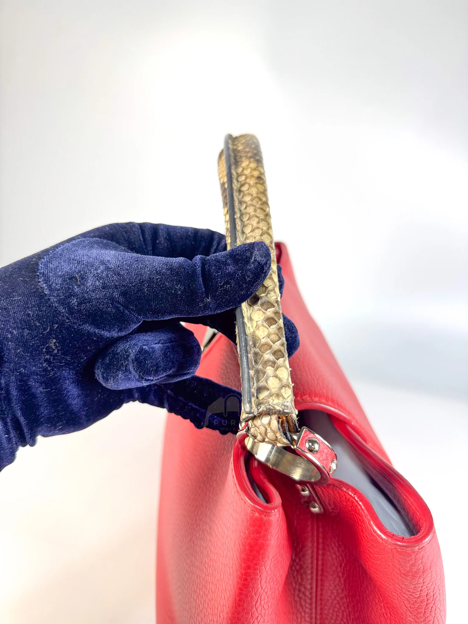 Louis Vuitton Capucines GM Red Python Handle Taurillon Clemence Leather Handbag (Date Code: MI1185) - Image 27