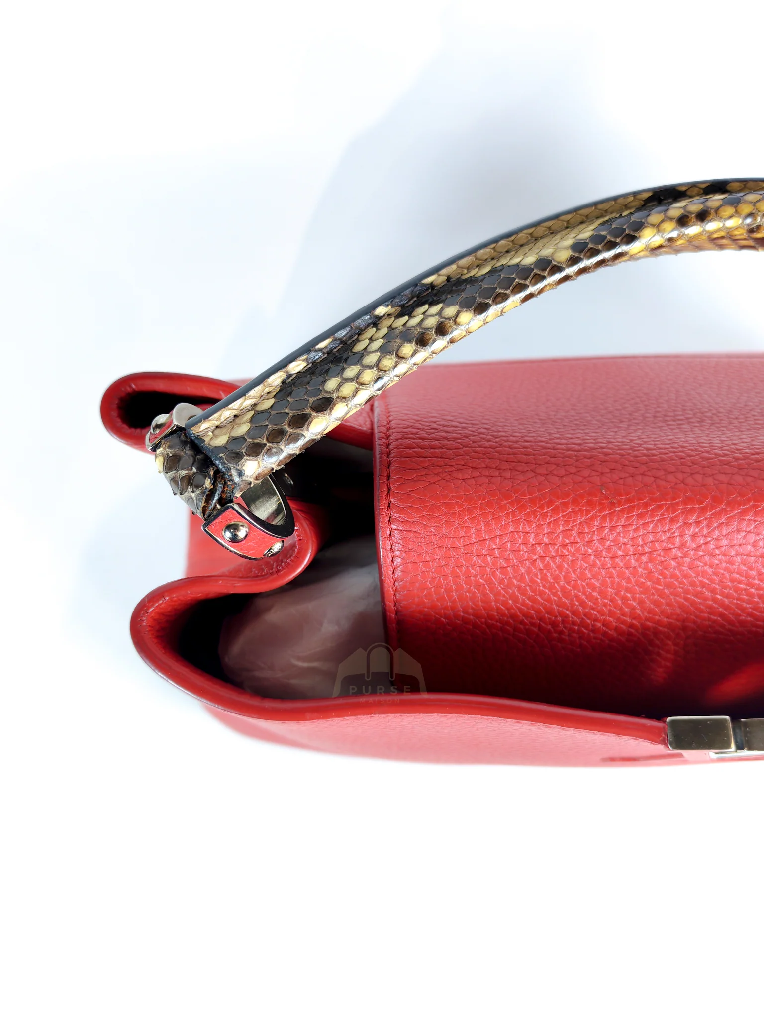 Louis Vuitton Capucines GM Red Python Handle Taurillon Clemence Leather Handbag (Date Code: MI1185) - Image 34
