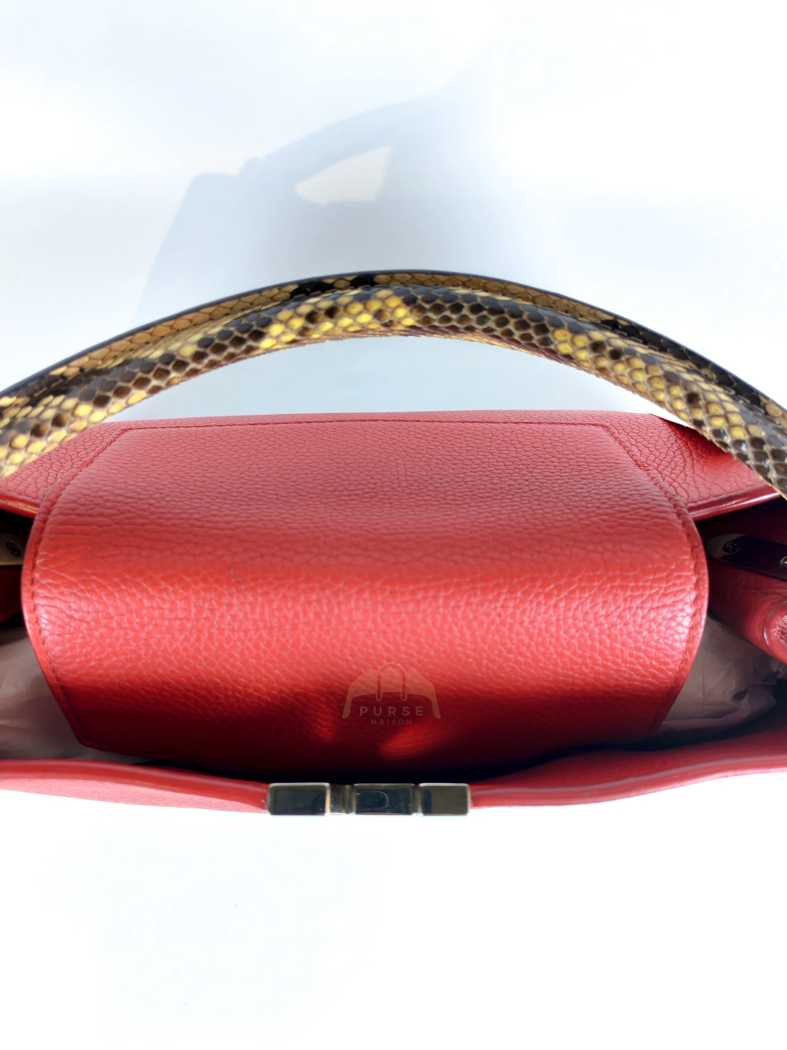 Louis Vuitton Capucines GM Red Python Handle Taurillon Clemence Leather Handbag (Date Code: MI1185) - Image 36