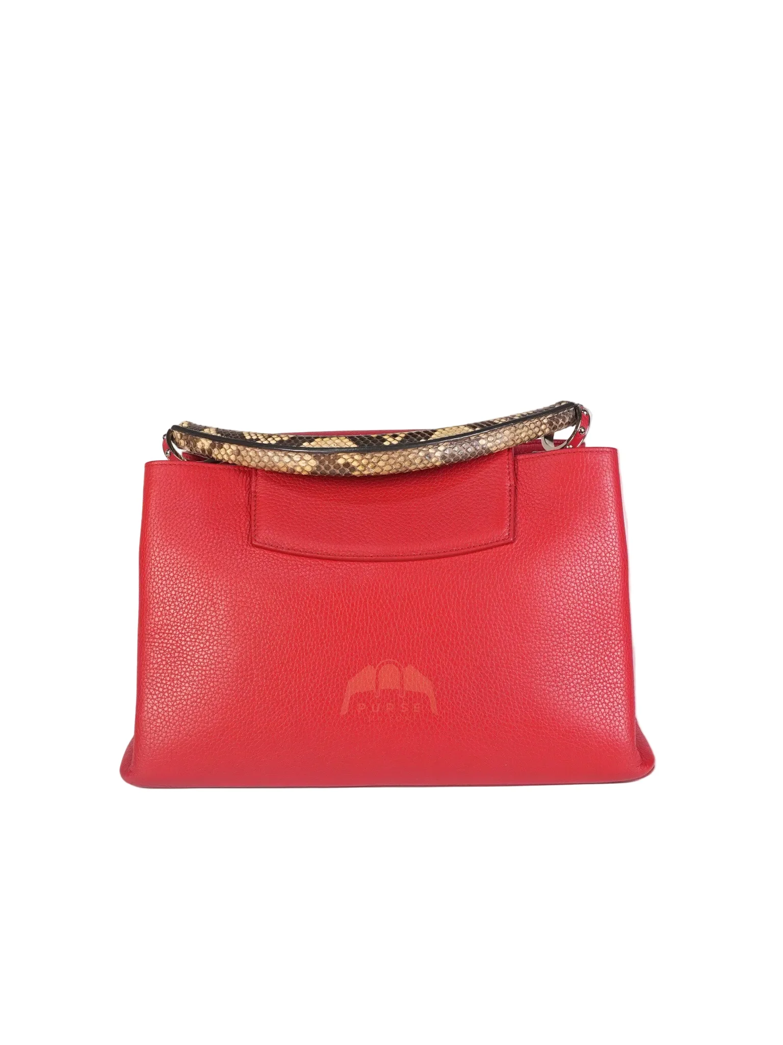 Louis Vuitton Capucines GM Red Python Handle Taurillon Clemence Leather Handbag (Date Code: MI1185) - Image 4