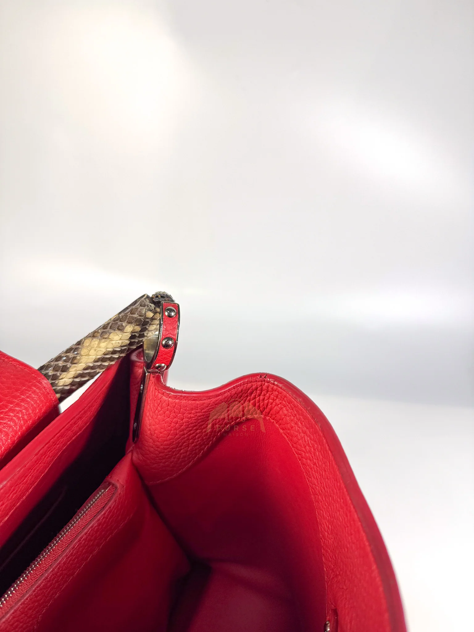 Louis Vuitton Capucines GM Red Python Handle Taurillon Clemence Leather Handbag (Date Code: MI1185) - Image 43