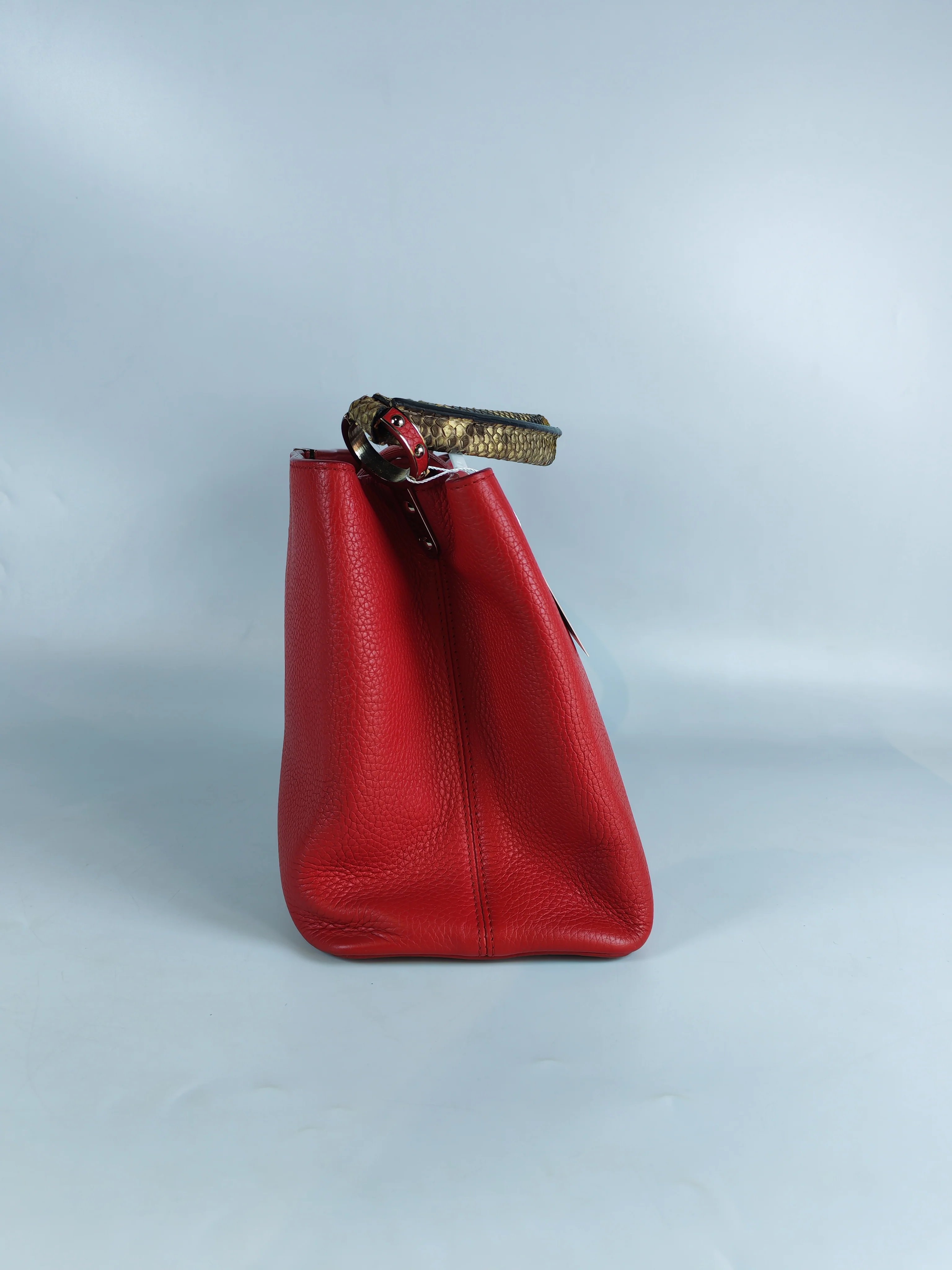 Louis Vuitton Capucines GM Red Python Handle Taurillon Clemence Leather Handbag (Date Code: MI1185) - Image 5