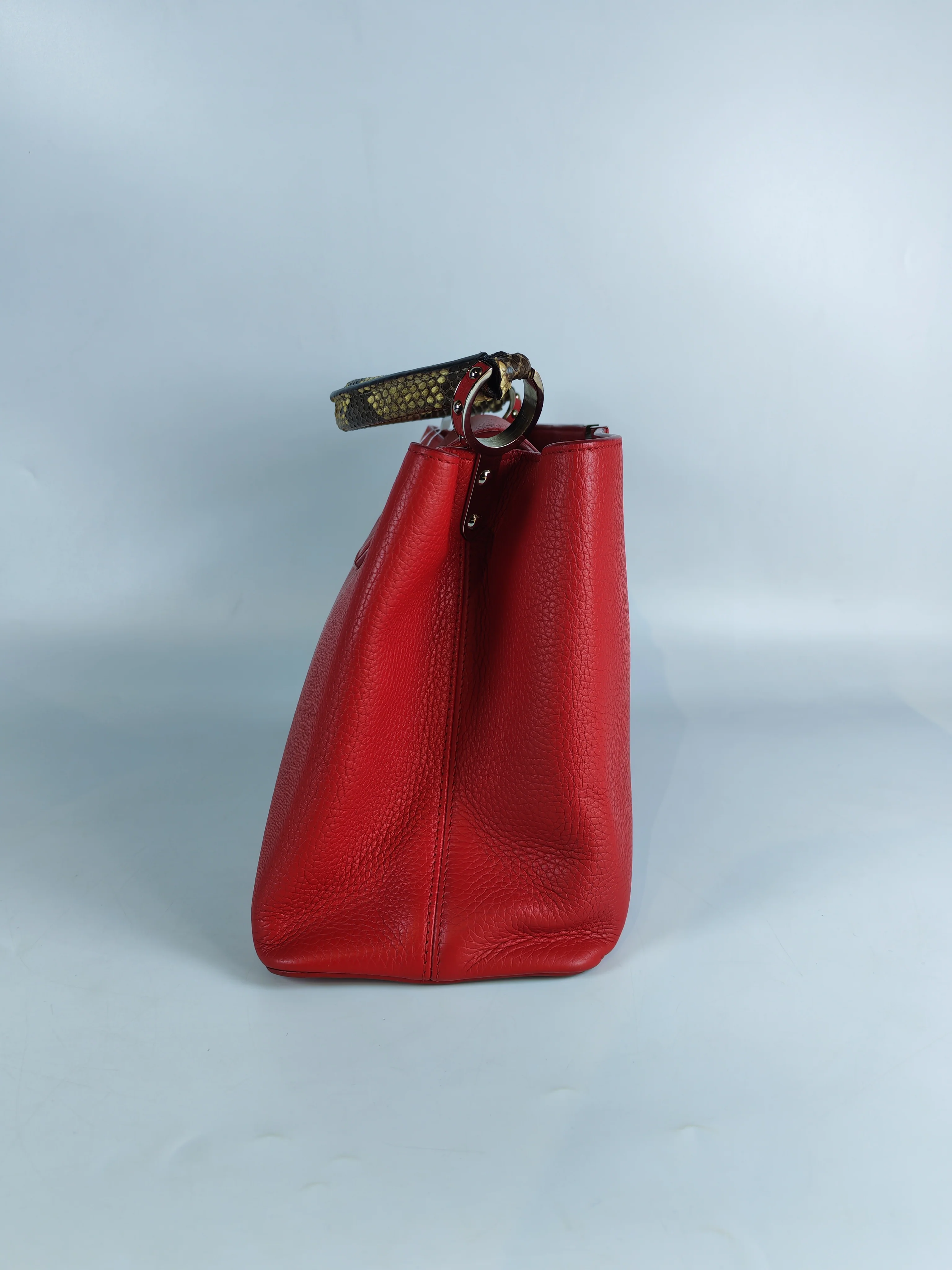 Louis Vuitton Capucines GM Red Python Handle Taurillon Clemence Leather Handbag (Date Code: MI1185) - Image 6
