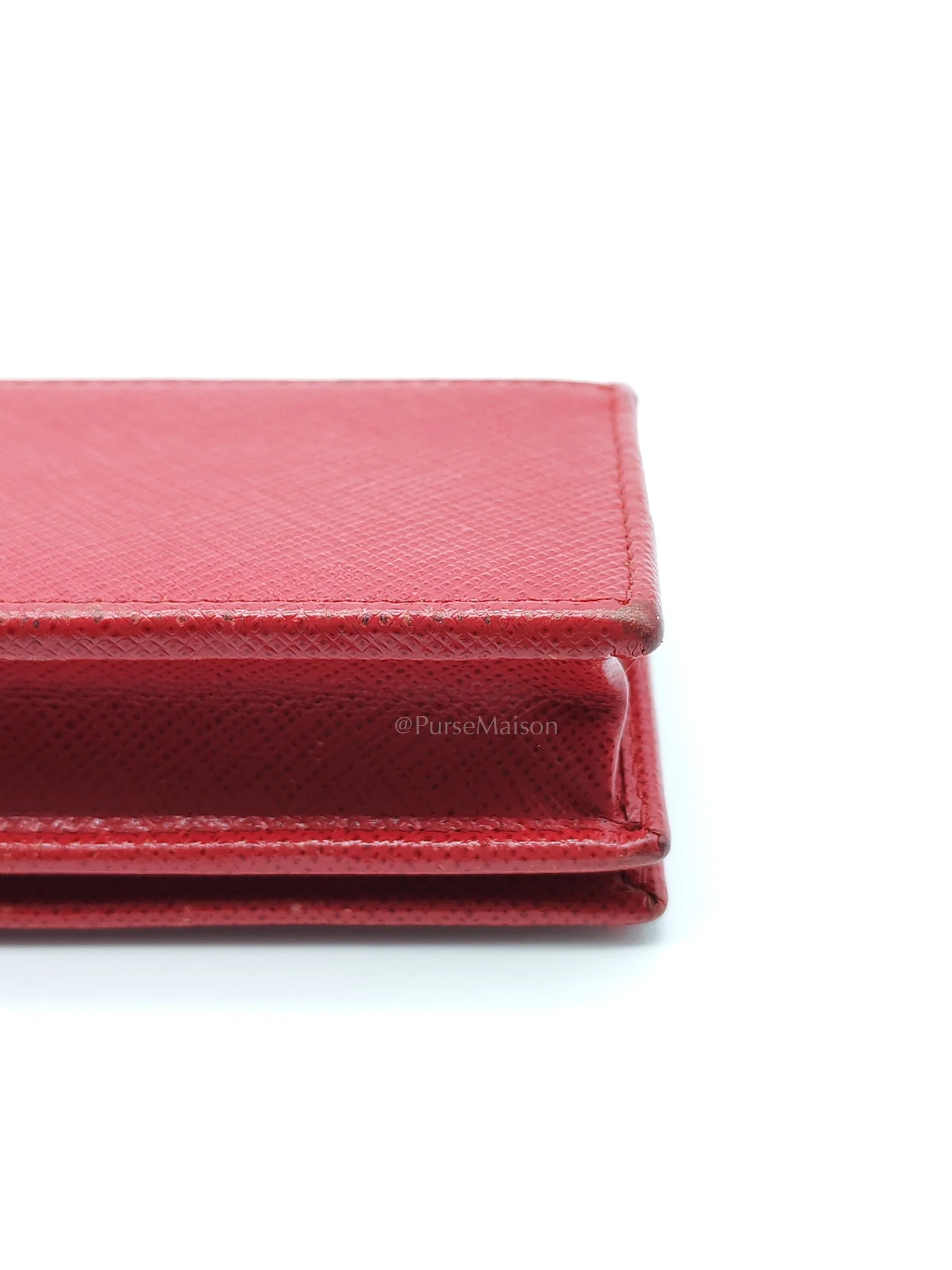Prada Card Case in Red Saffiano Leather & Gold Hardware - Image 5