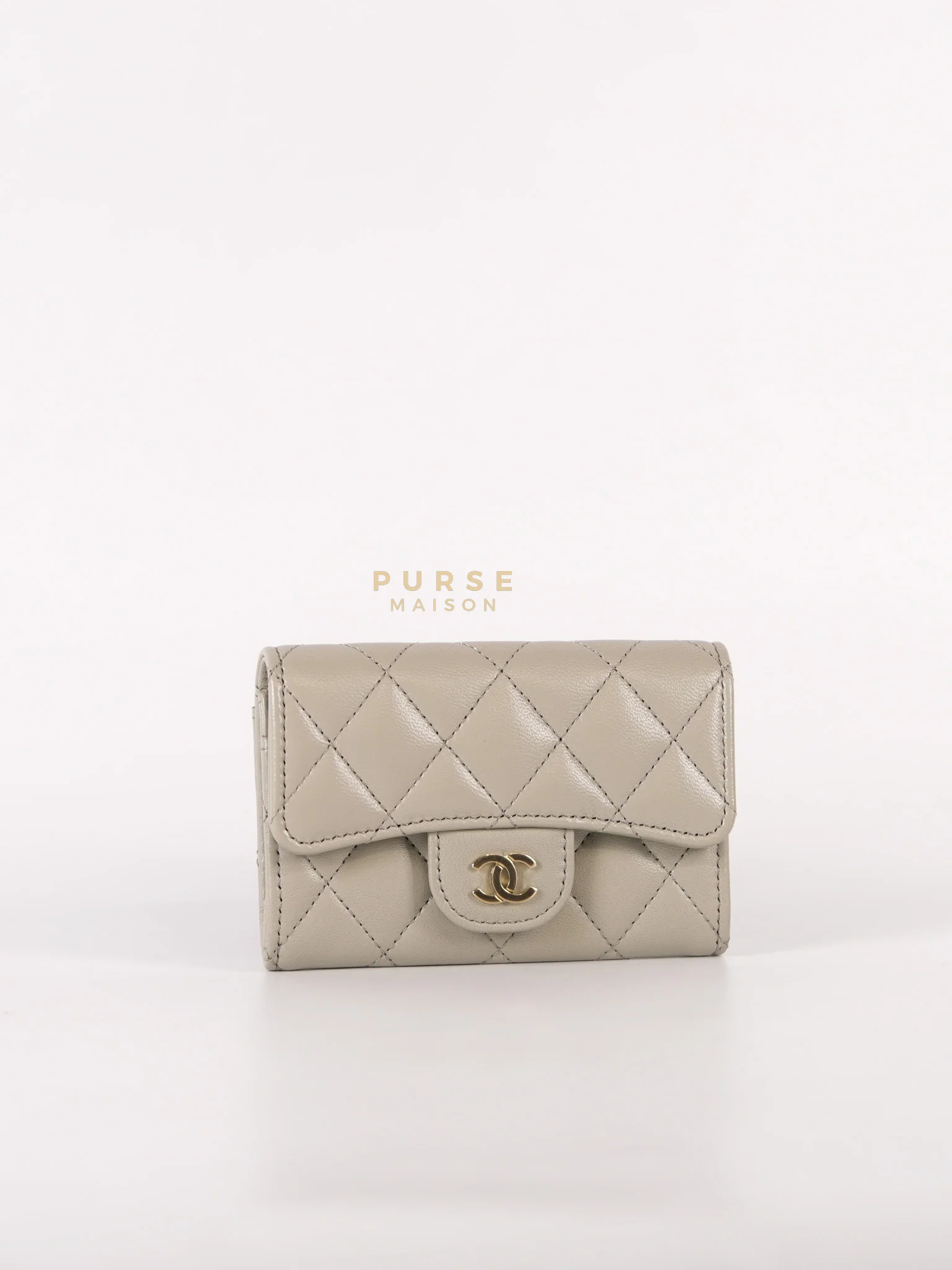 Chanel Flap Card Holder in Gray Lambskin Leather and Light Gold Hardware Series  31 - Image 2