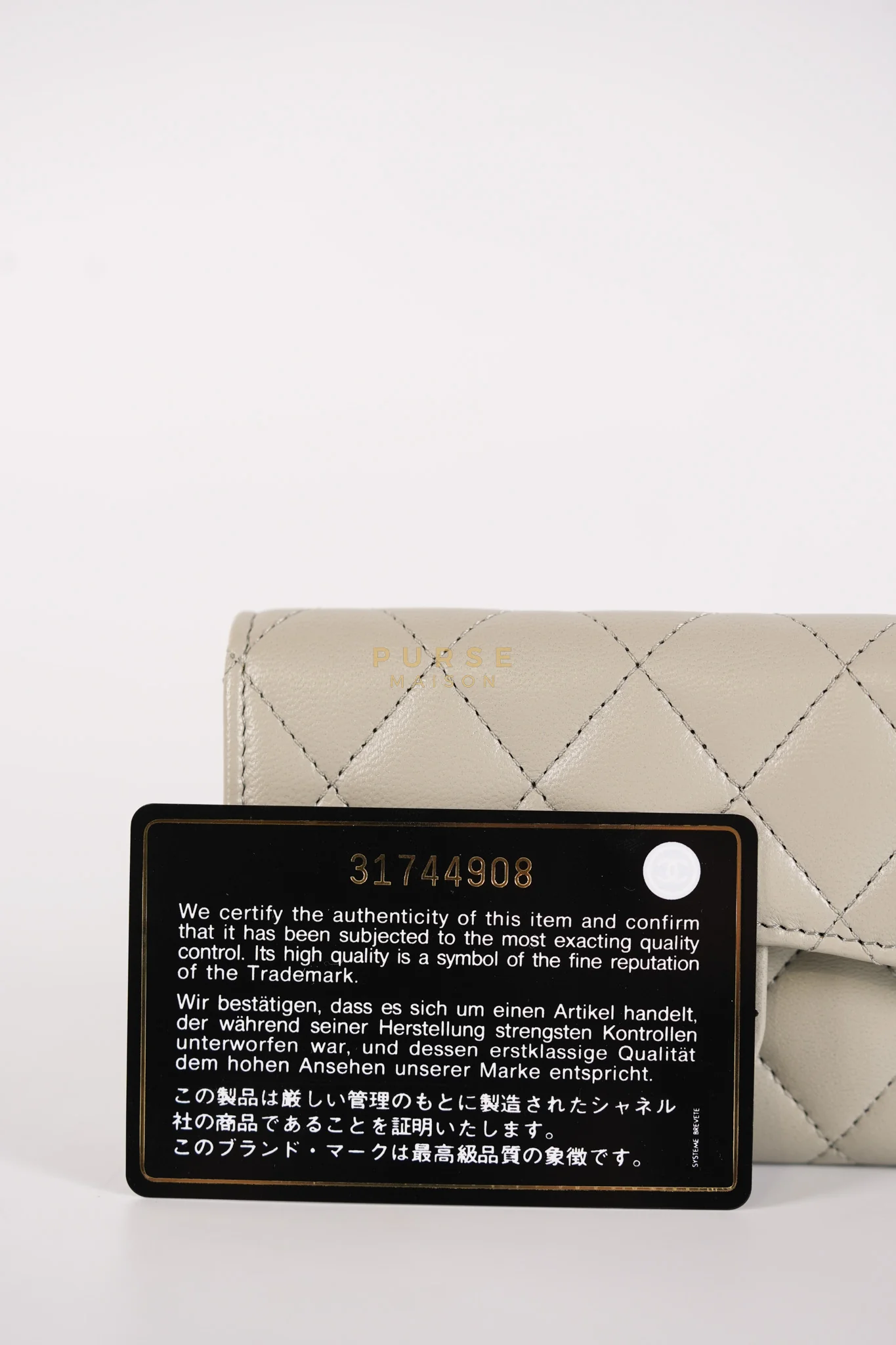 Chanel Flap Card Holder in Gray Lambskin Leather and Light Gold Hardware Series  31 - Image 27