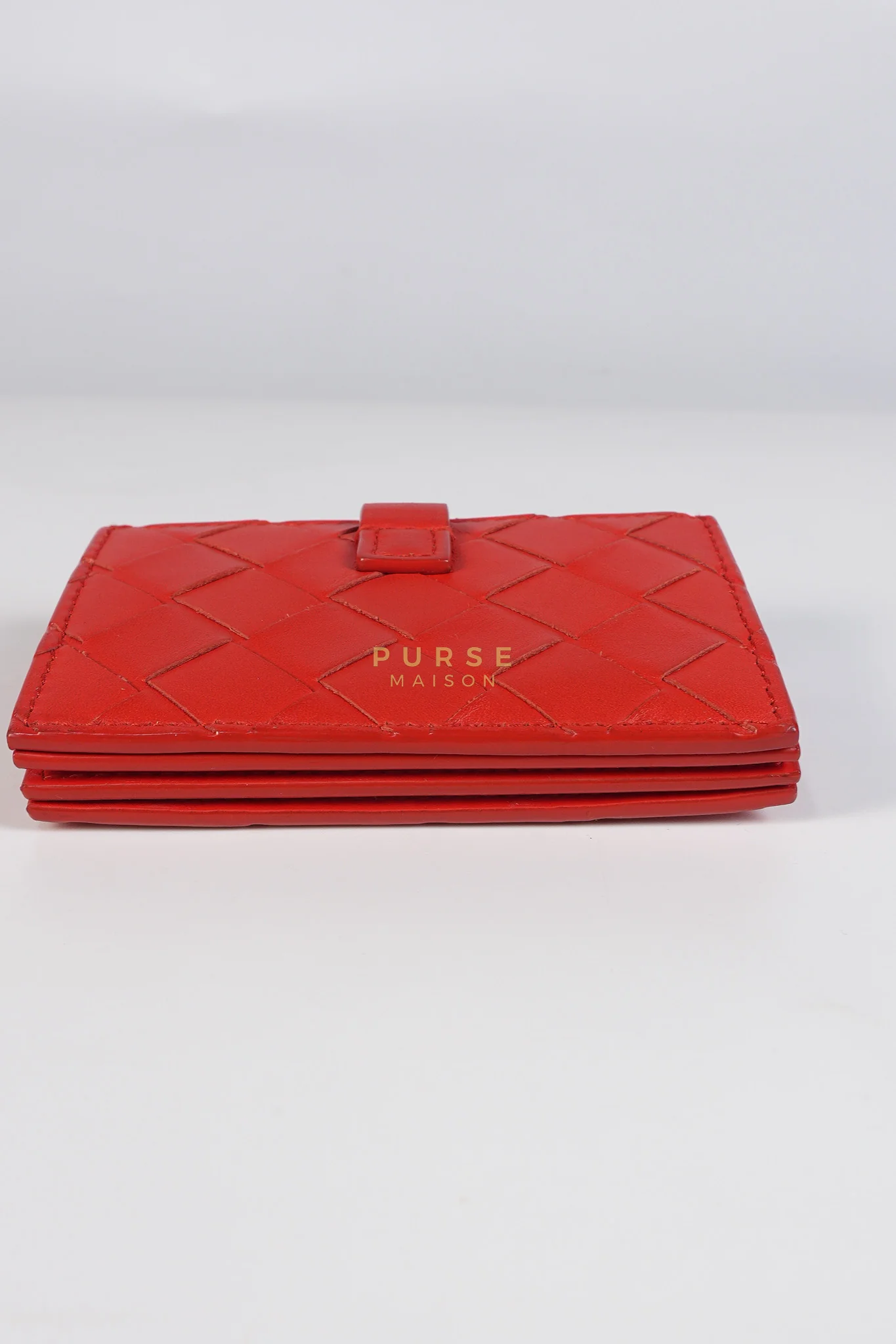 Bottega Veneta Card Holder Wallet in Red Intrecciato Leather - Image 15