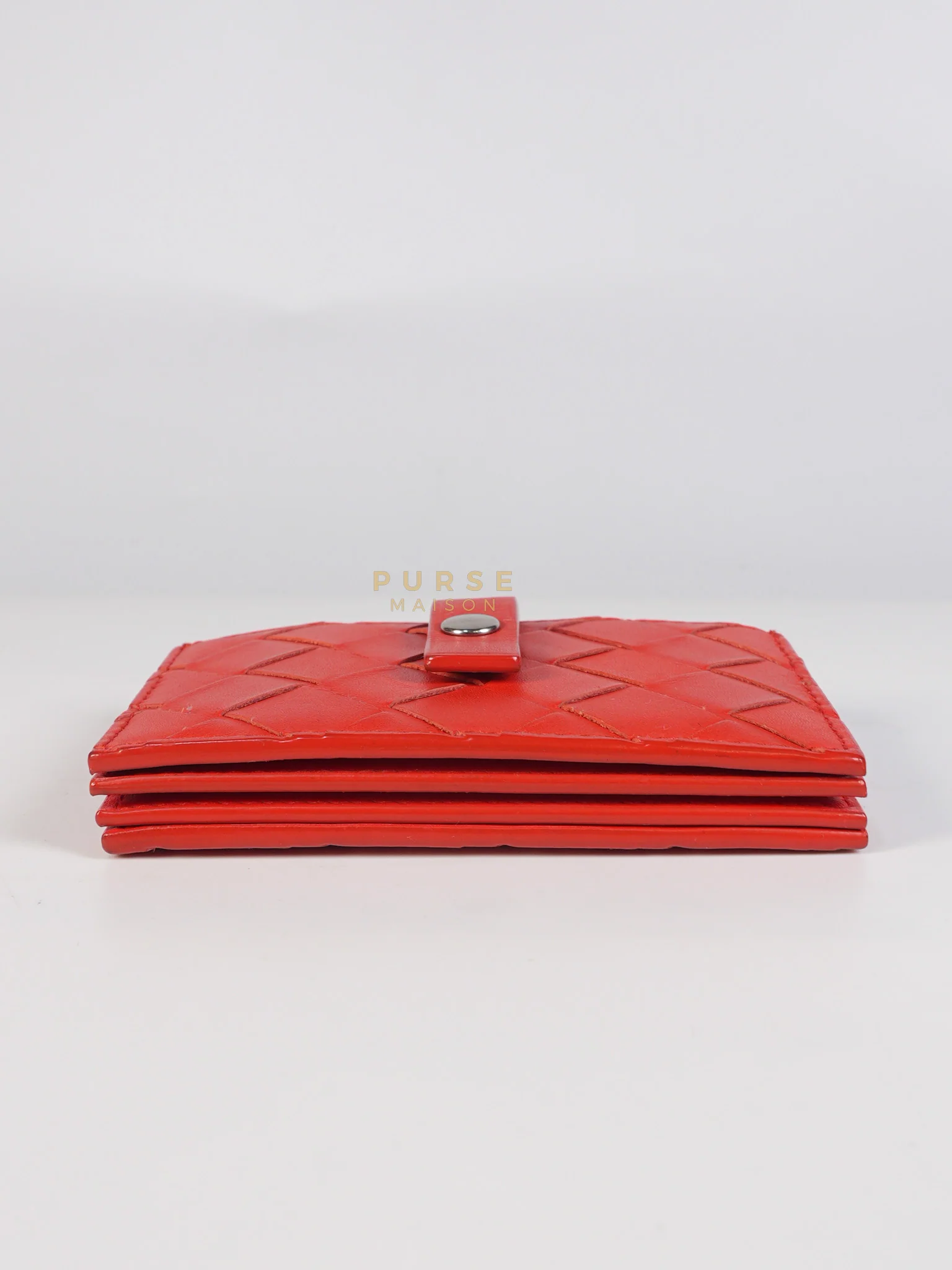 Bottega Veneta Card Holder Wallet in Red Intrecciato Leather - Image 5