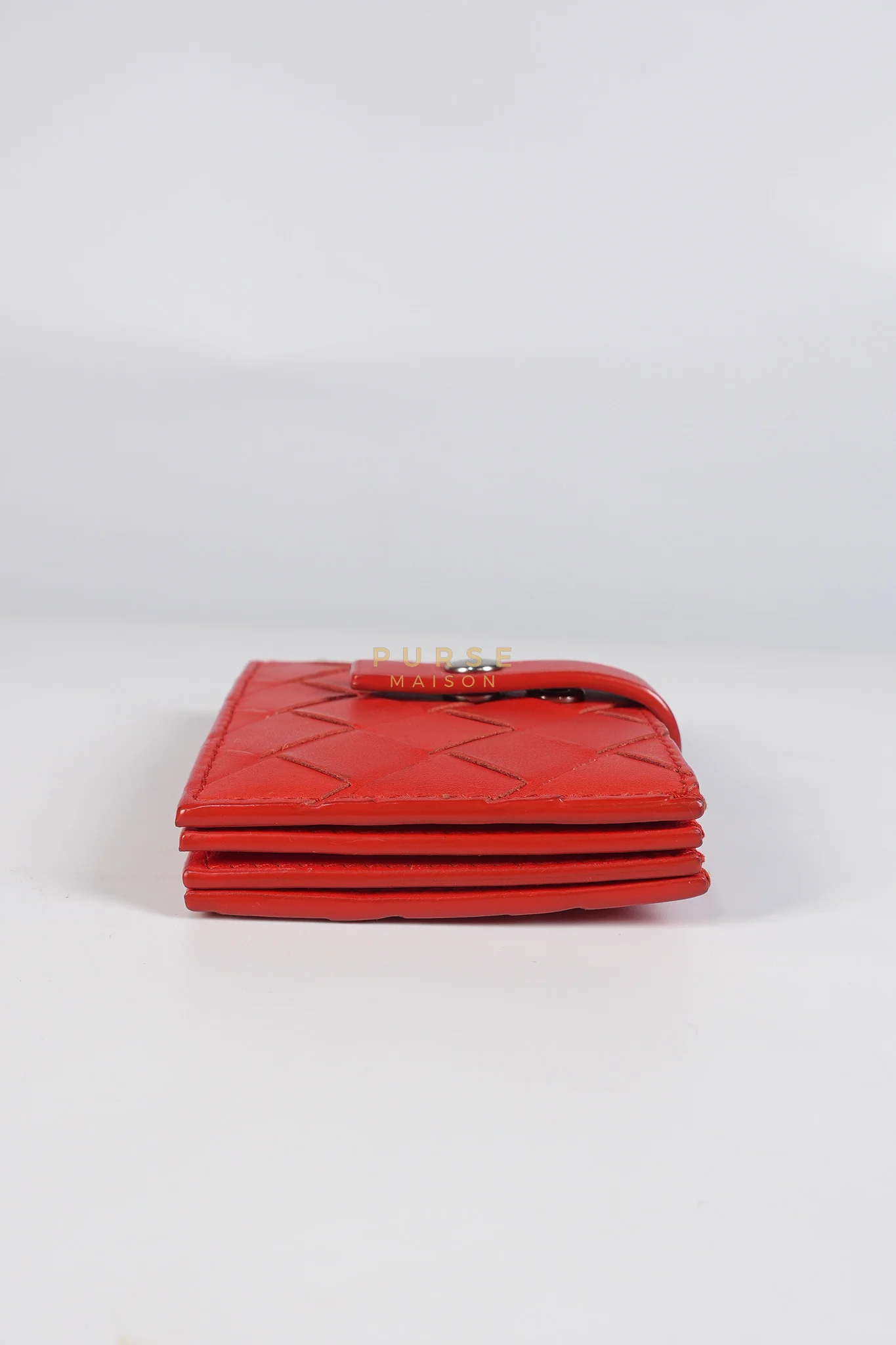 Bottega Veneta Card Holder Wallet in Red Intrecciato Leather - Image 6