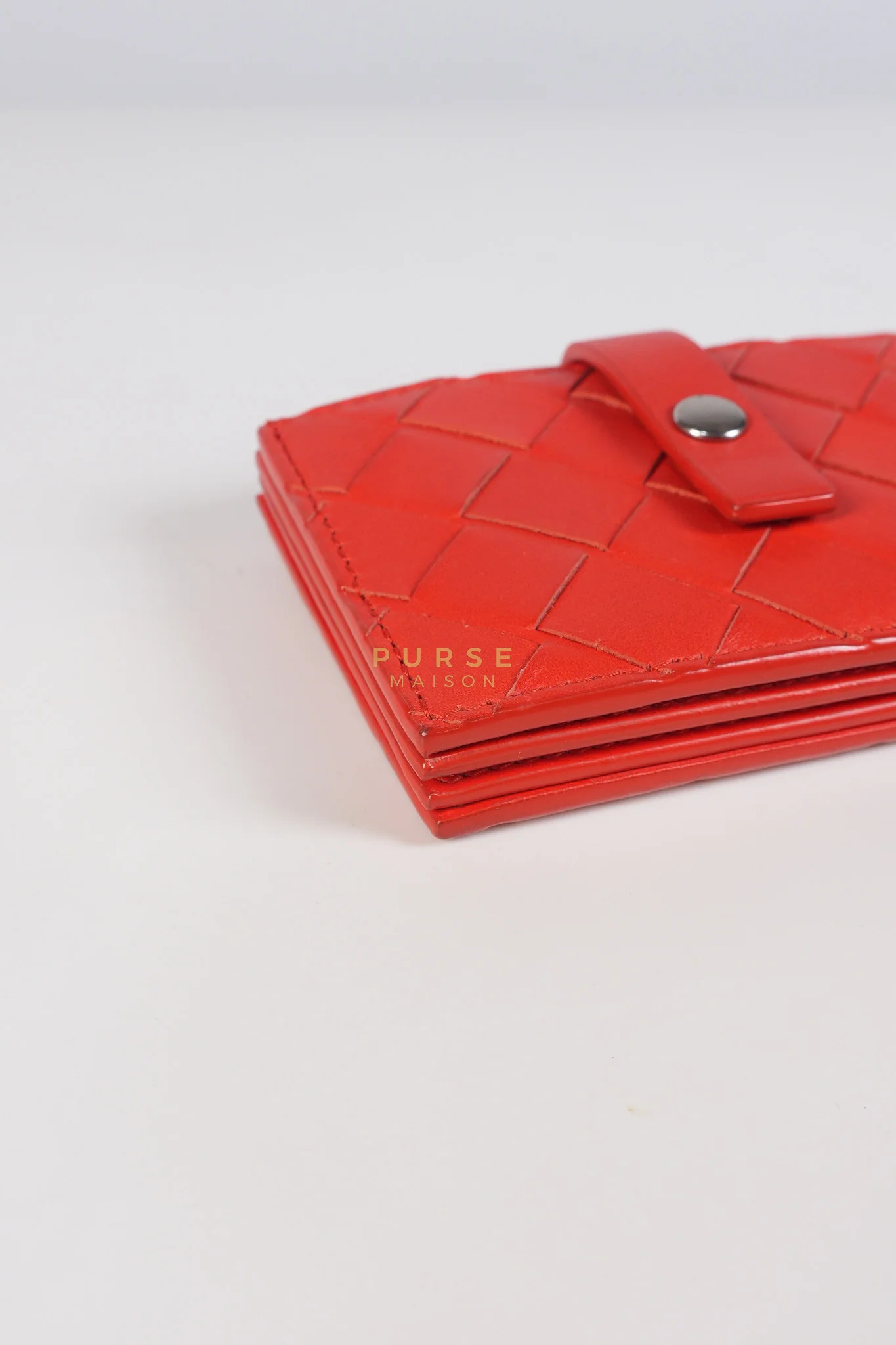 Bottega Veneta Card Holder Wallet in Red Intrecciato Leather - Image 8