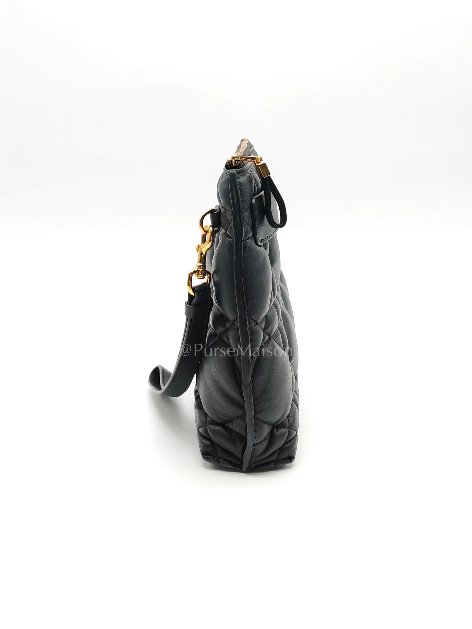Christian Dior D-Every Large Black Cannage Quilt Lambskin Caro Pouch - Image 6