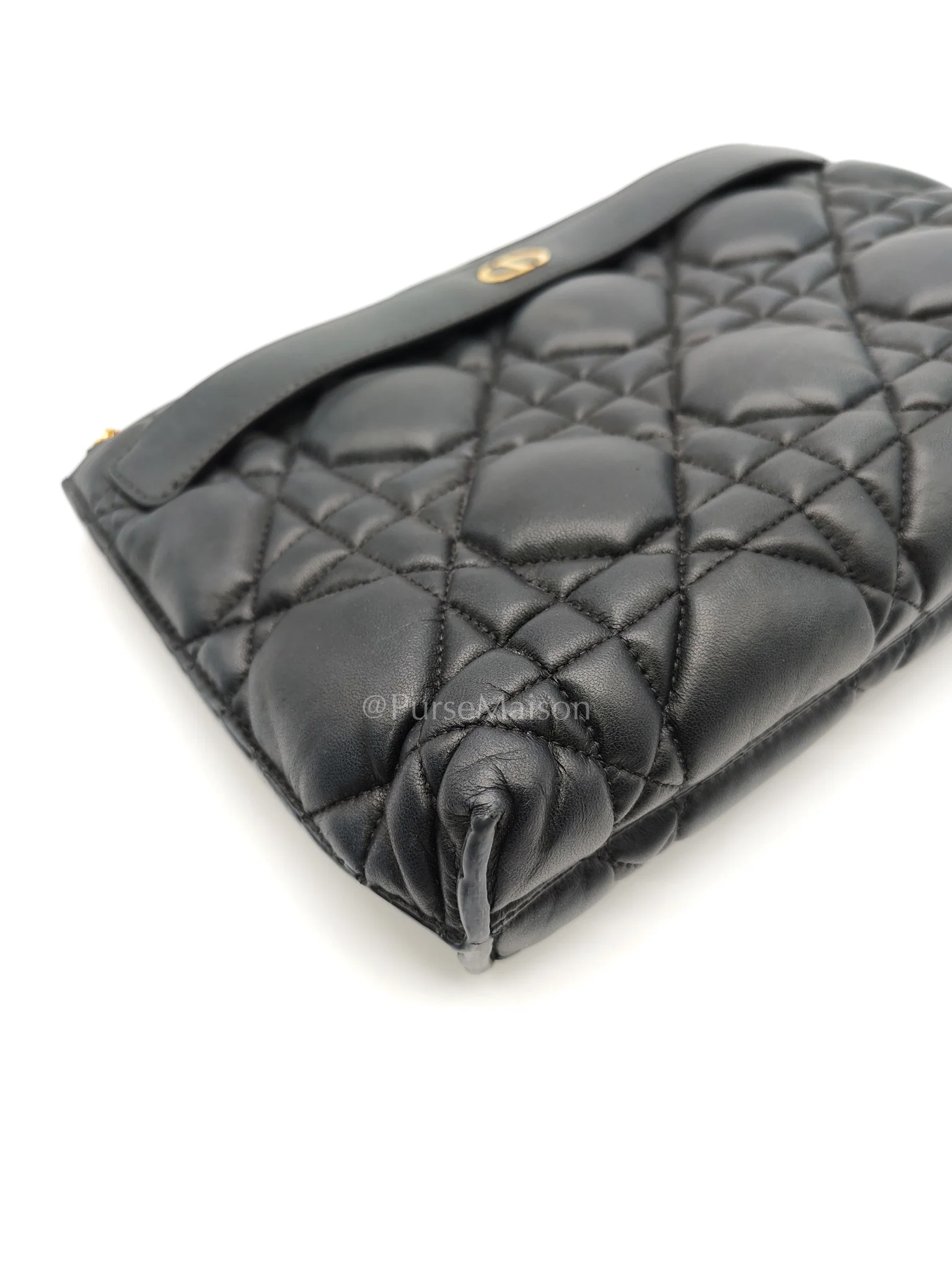 Christian Dior D-Every Large Black Cannage Quilt Lambskin Caro Pouch - Image 8