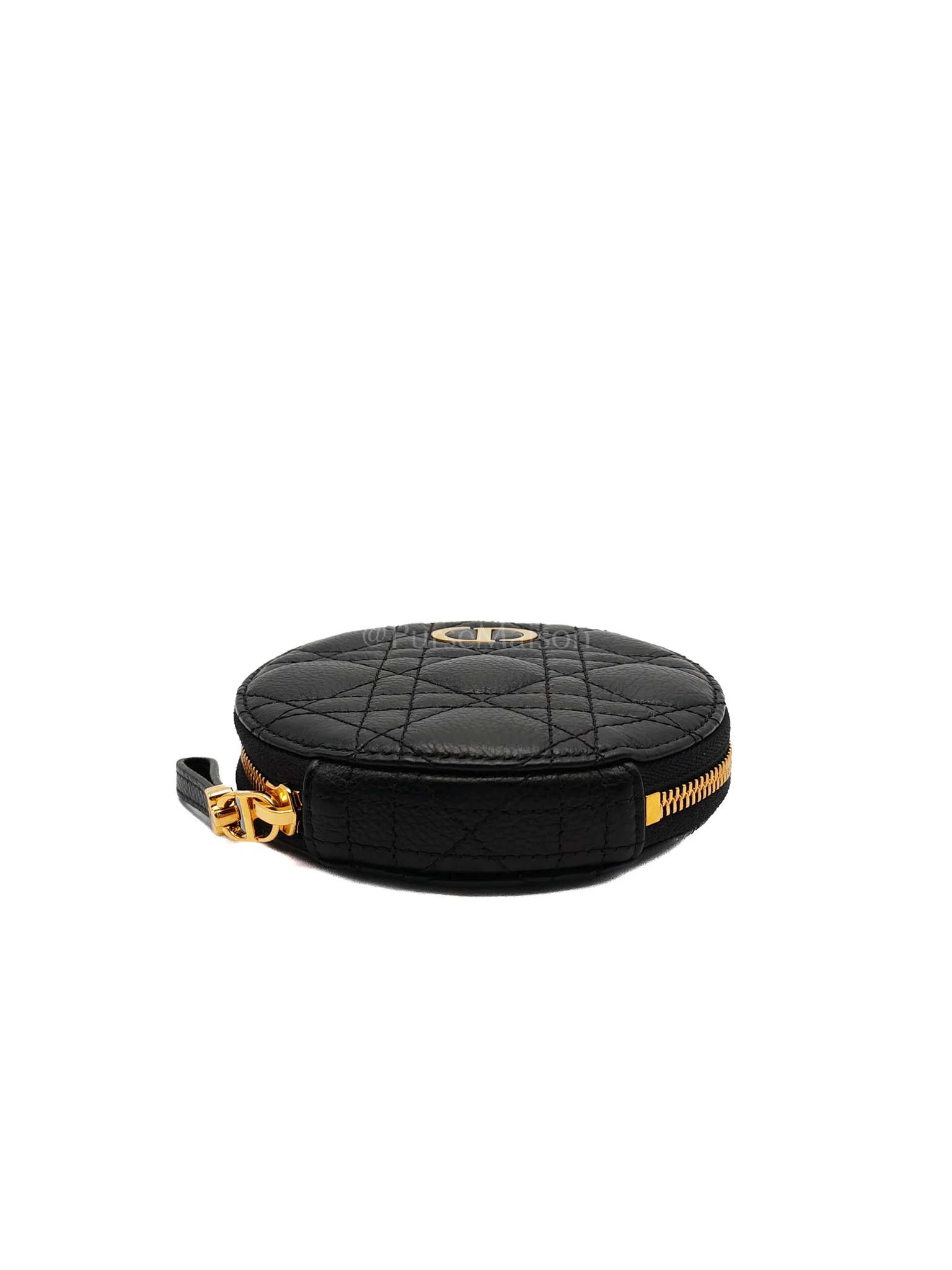 Christian Dior Caro Round Pouch in Black Cannage Calfskin Leather Chain Bag - Image 7