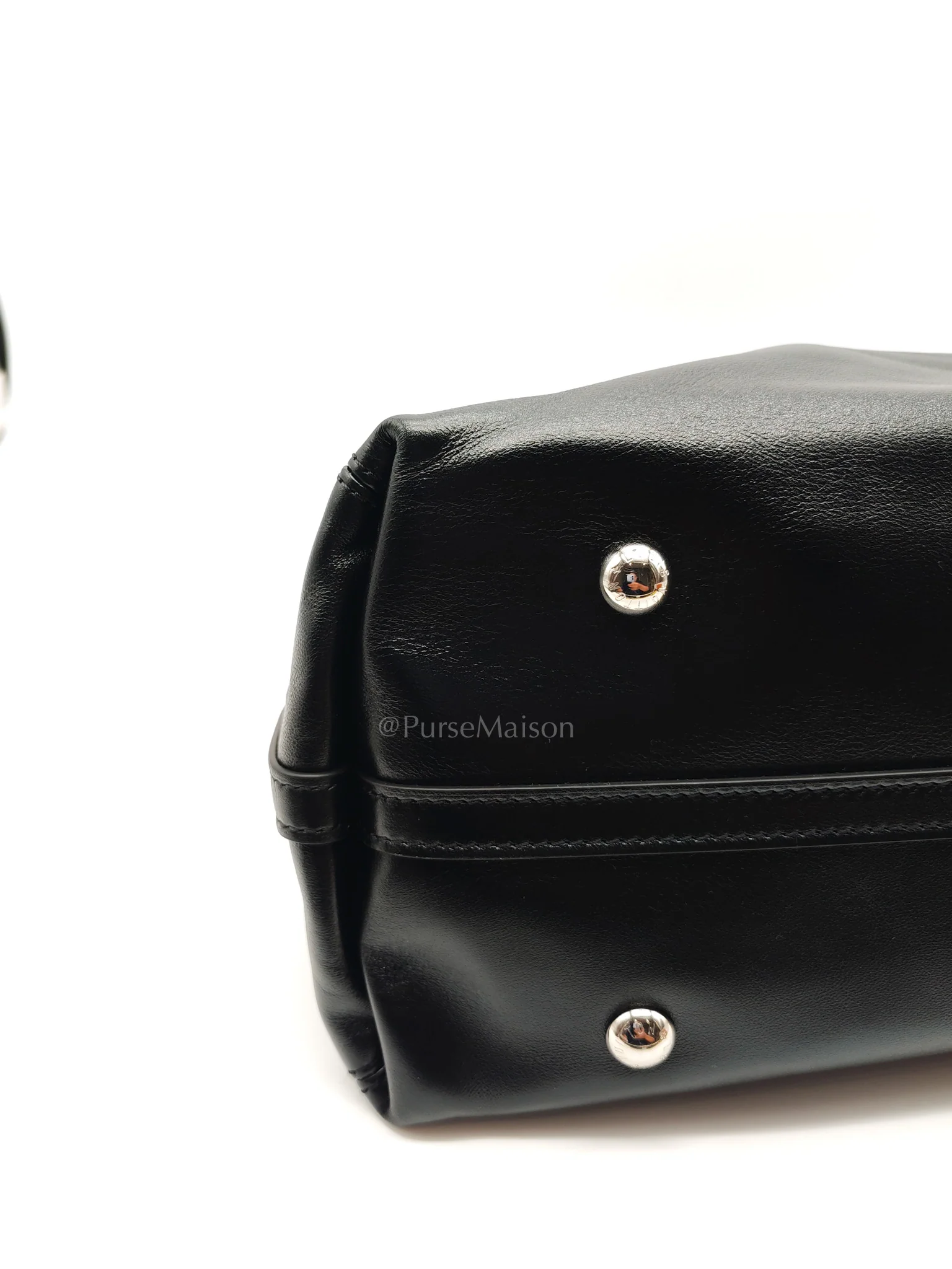 Louis Vuitton Carry All Vibe MM in Black Lambskin Leather & Silver Hardware Microchip - Image 13