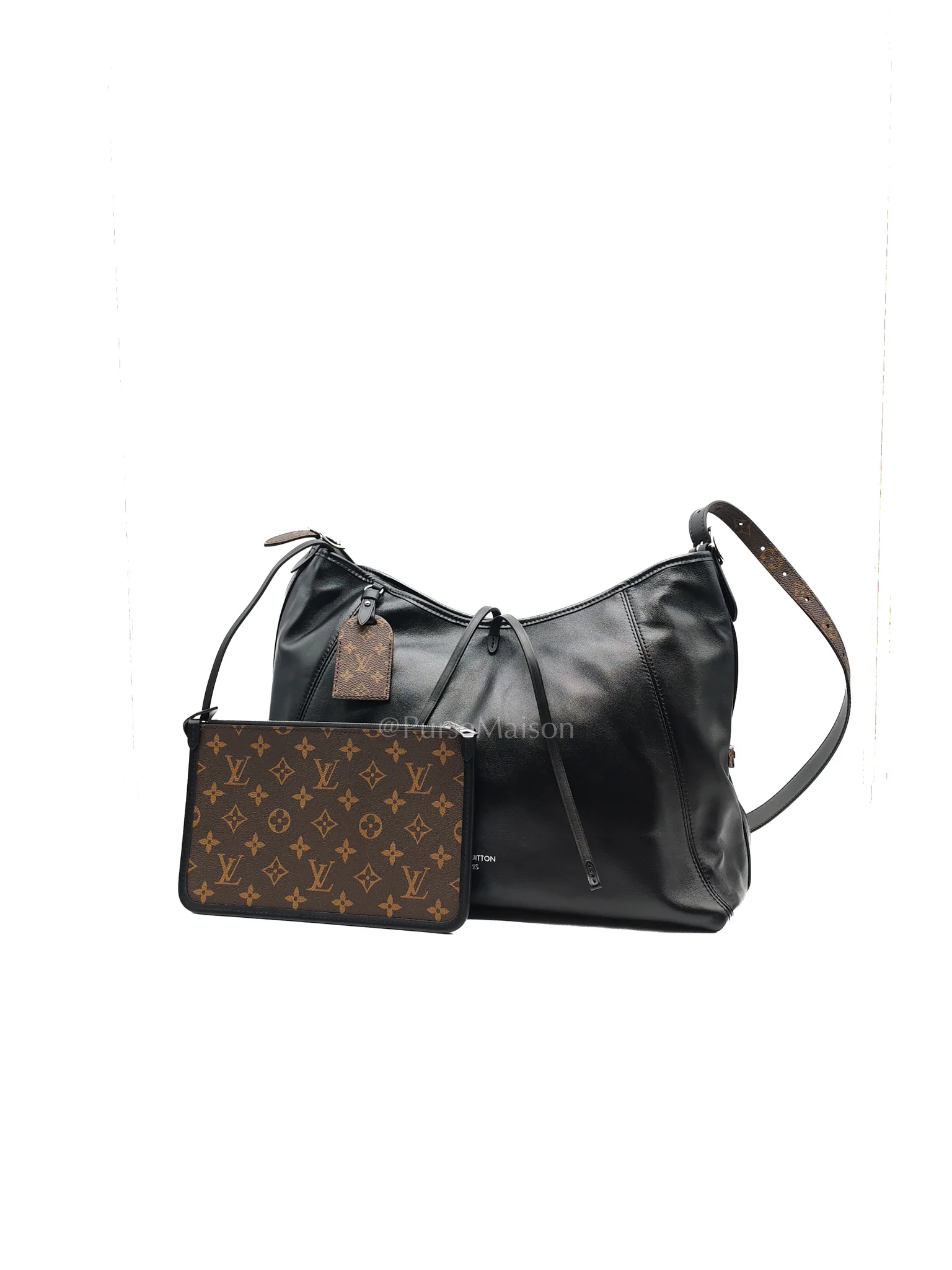 Louis Vuitton Carry All Vibe MM in Black Lambskin Leather & Silver Hardware Microchip - Image 3