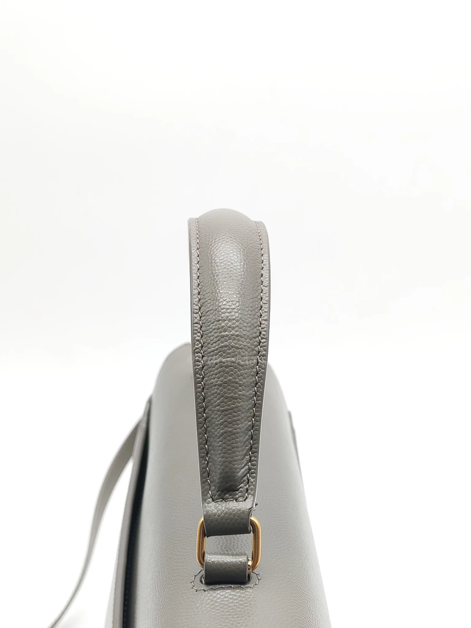 Yves Saint Laurent Cassandra Top Handle Medium in Dark Gray Grained Calfskin Leather - Image 17