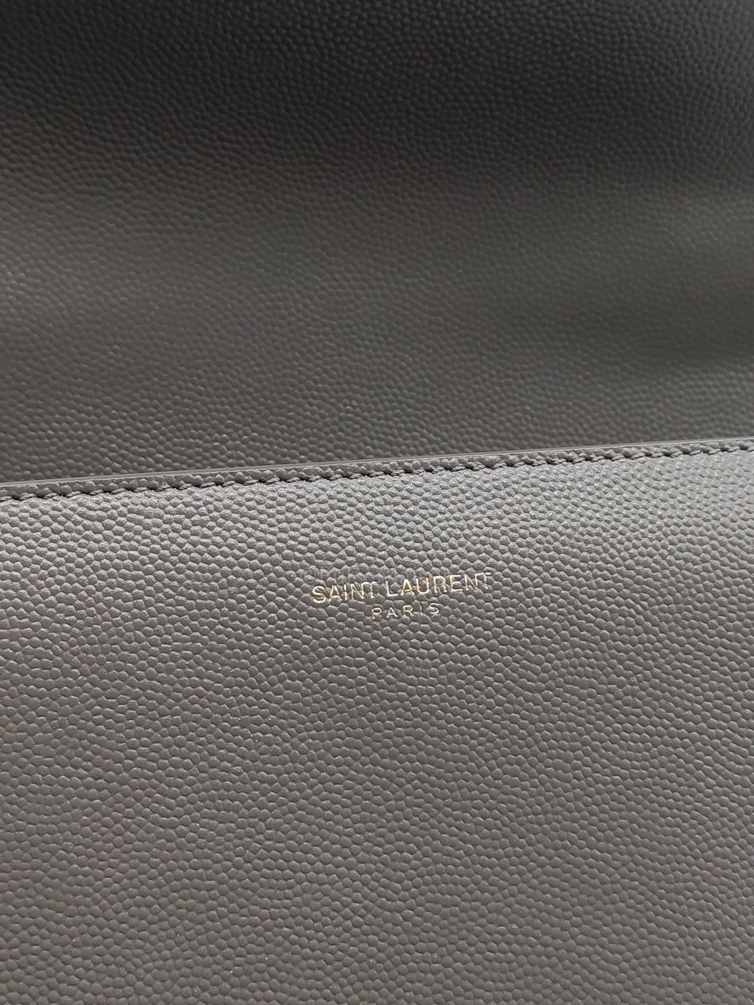 Yves Saint Laurent Cassandra Top Handle Medium in Dark Gray Grained Calfskin Leather - Image 20
