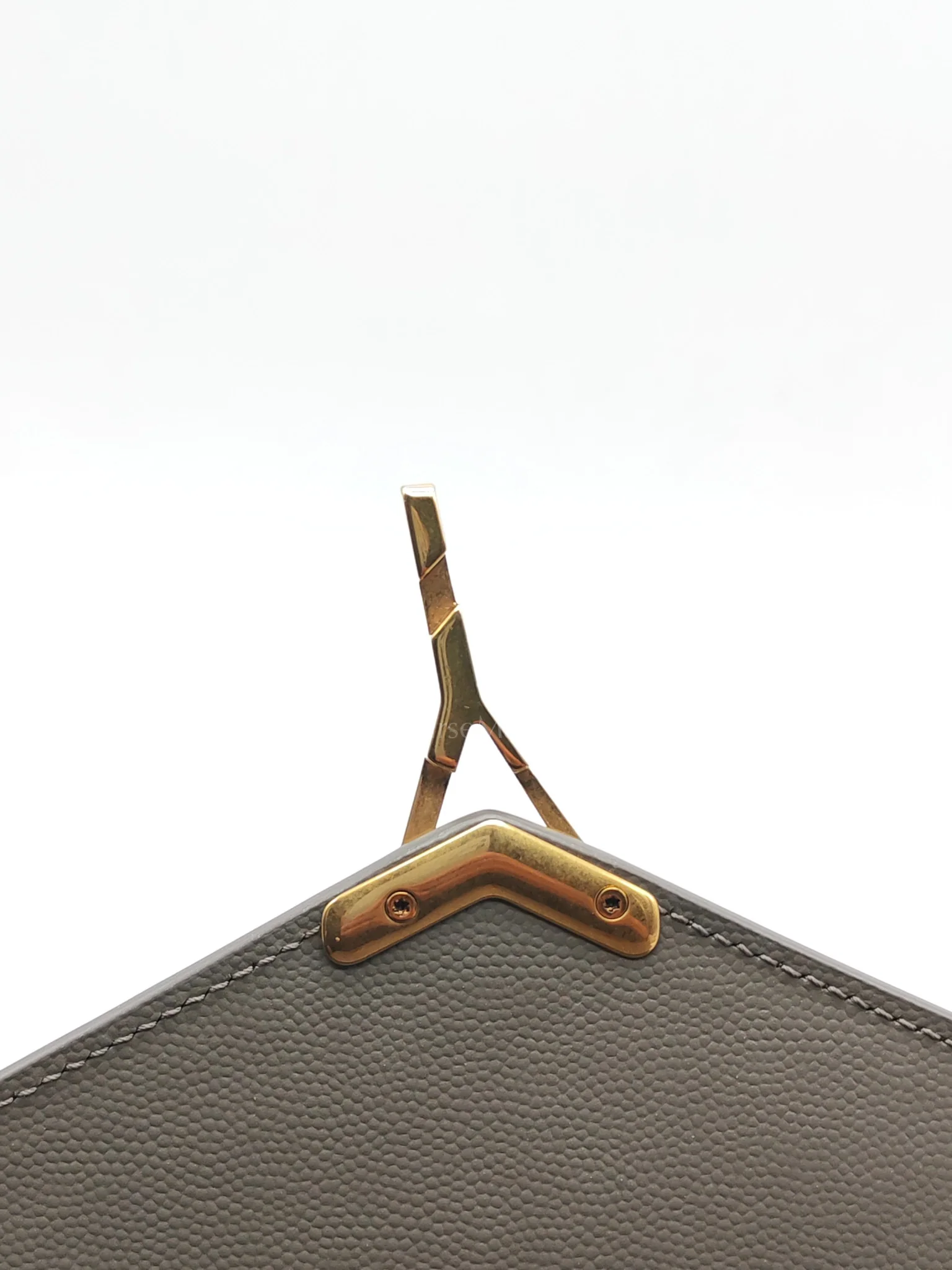 Yves Saint Laurent Cassandra Top Handle Medium in Dark Gray Grained Calfskin Leather - Image 21