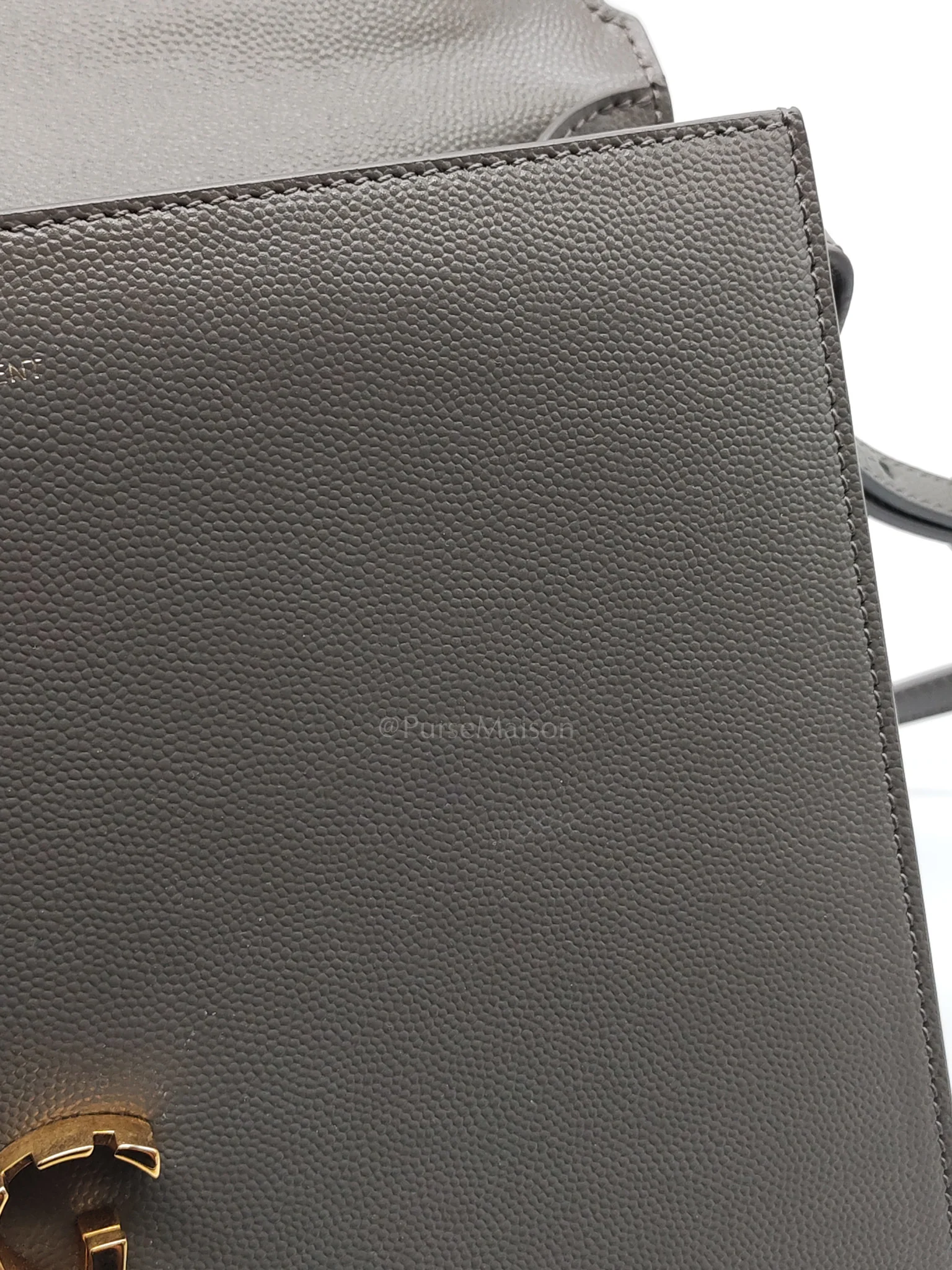 Yves Saint Laurent Cassandra Top Handle Medium in Dark Gray Grained Calfskin Leather - Image 22