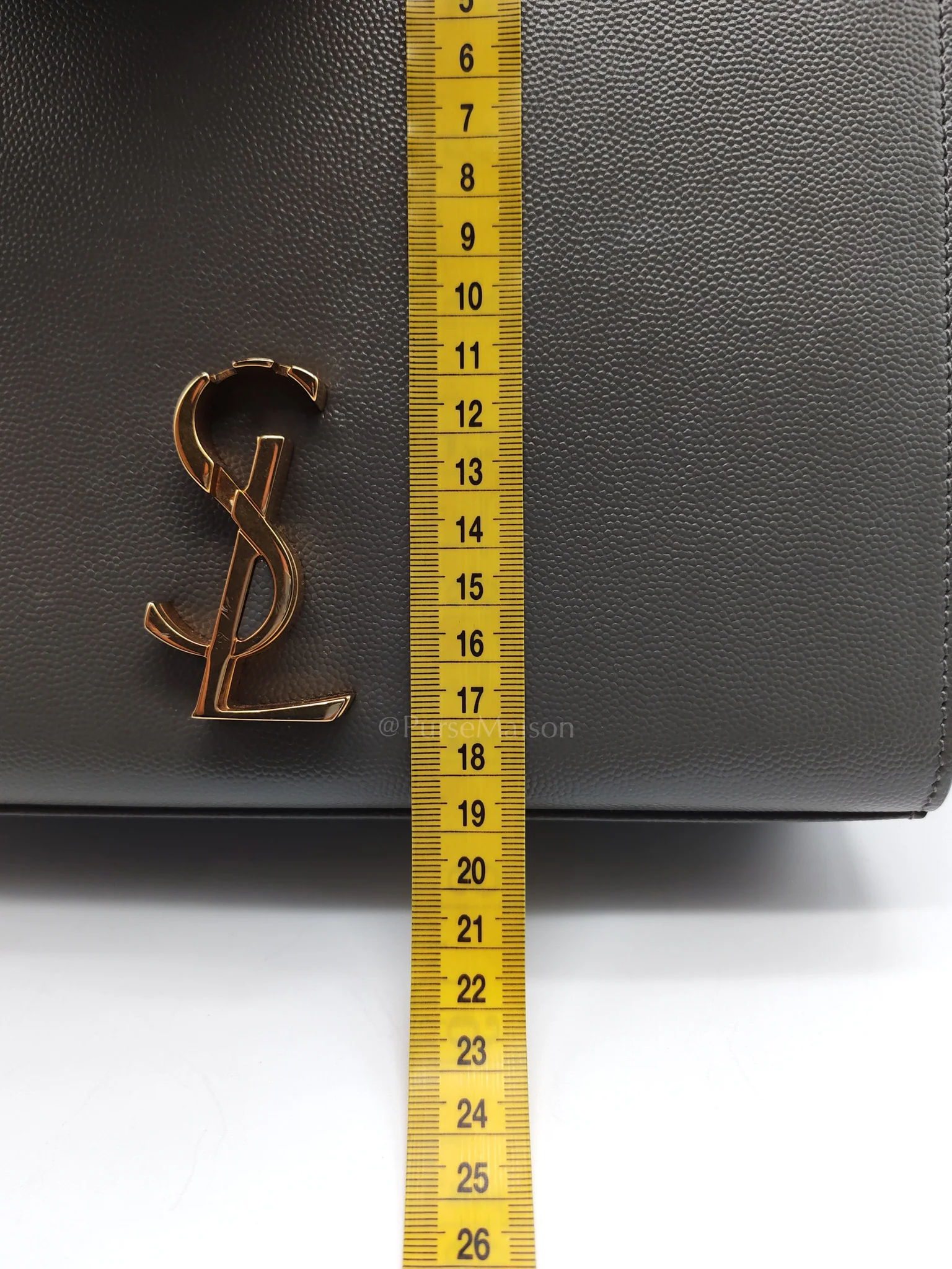 Yves Saint Laurent Cassandra Top Handle Medium in Dark Gray Grained Calfskin Leather - Image 30