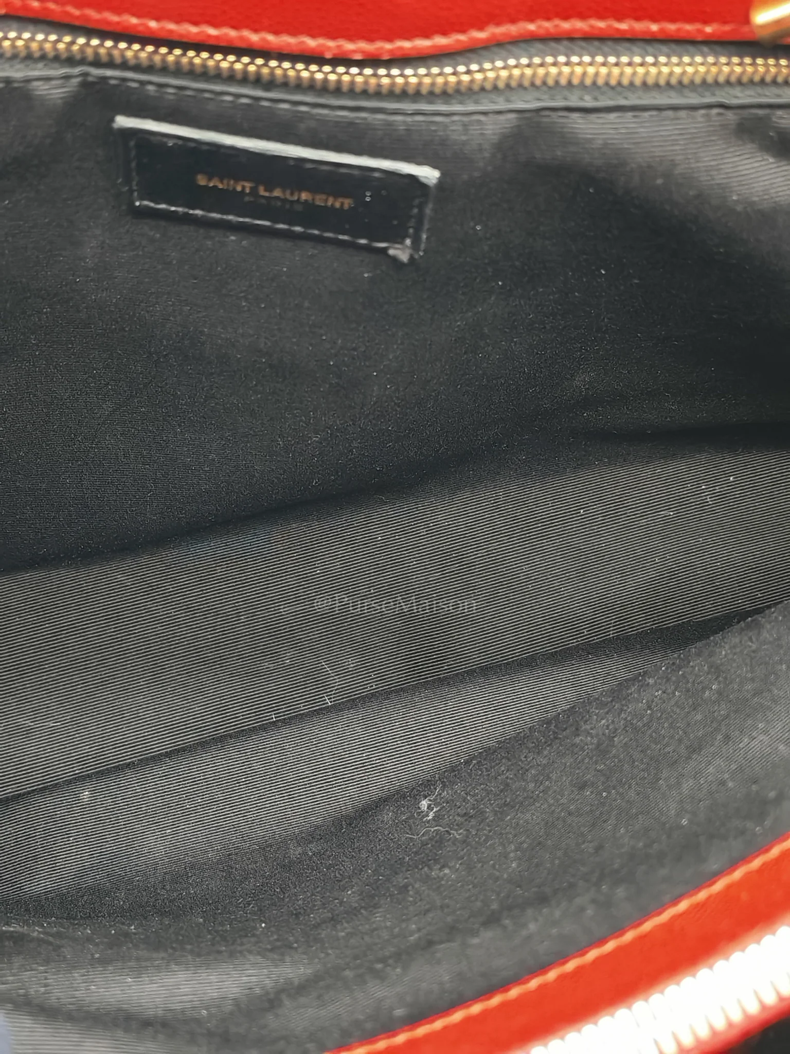 Yves Saint Laurent Cassandre Tote in Red Chevron Grained Calfskin Leather Tote Bag - Image 30