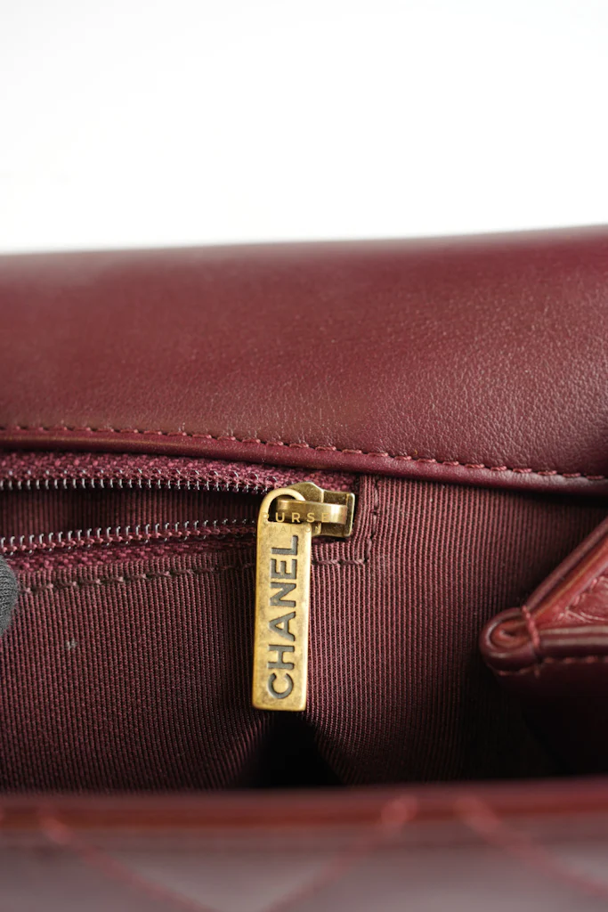 Chanel Gold Bar Top Handle Quilted Glazed Calfskin Leather in Dark Red Series 23 - Image 22