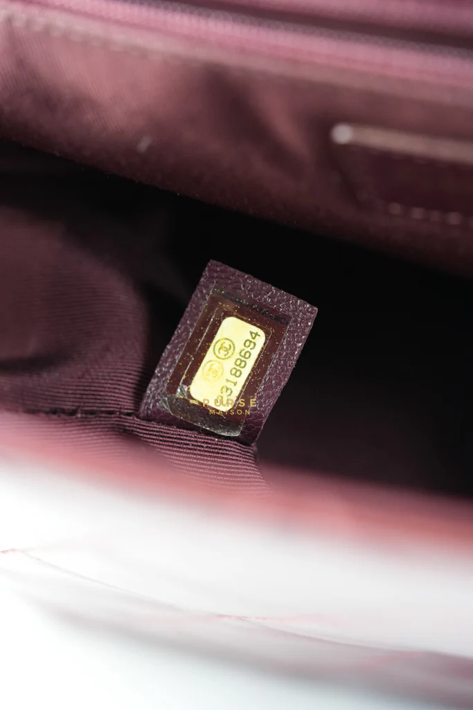 Chanel Gold Bar Top Handle Quilted Glazed Calfskin Leather in Dark Red Series 23 - Image 23
