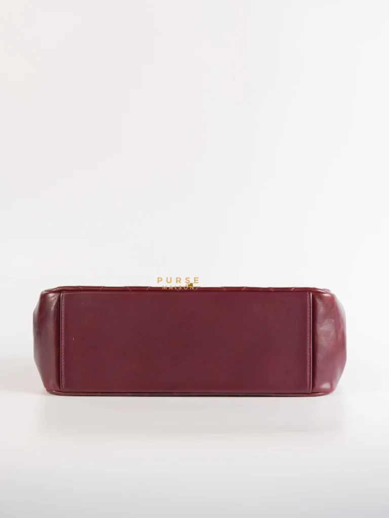 Chanel Gold Bar Top Handle Quilted Glazed Calfskin Leather in Dark Red Series 23 - Image 7