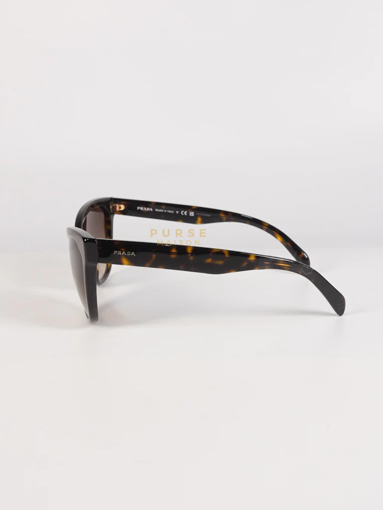 Prada Cat Eye Sunglasses SPR 15V in Black/Brown Tortoise - Image 5