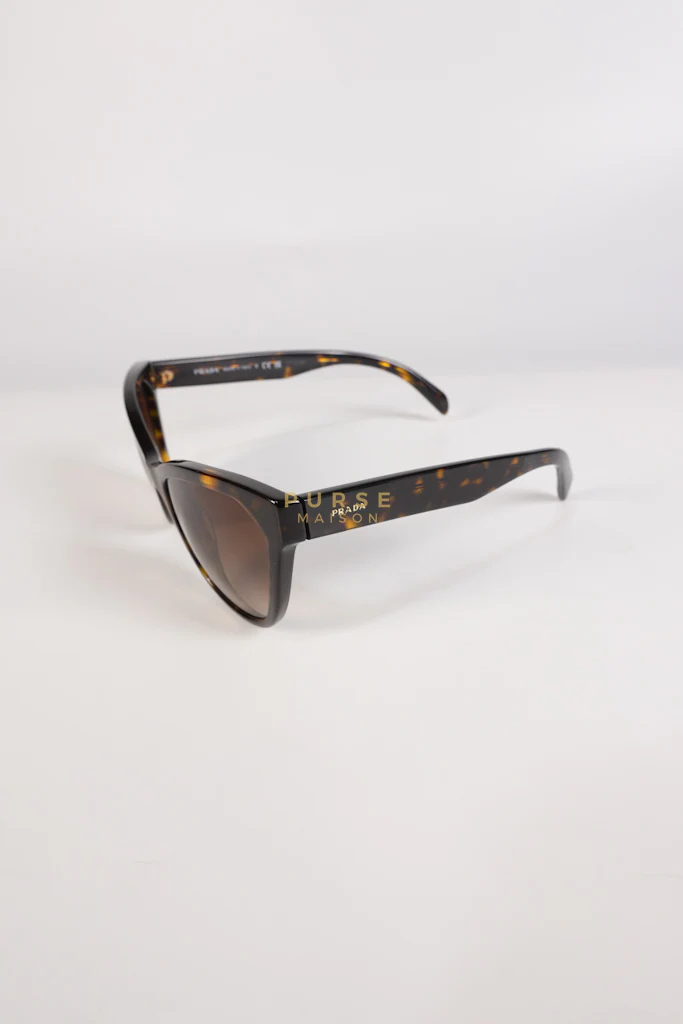 Prada Cat Eye Sunglasses SPR 15V in Black/Brown Tortoise - Image 6