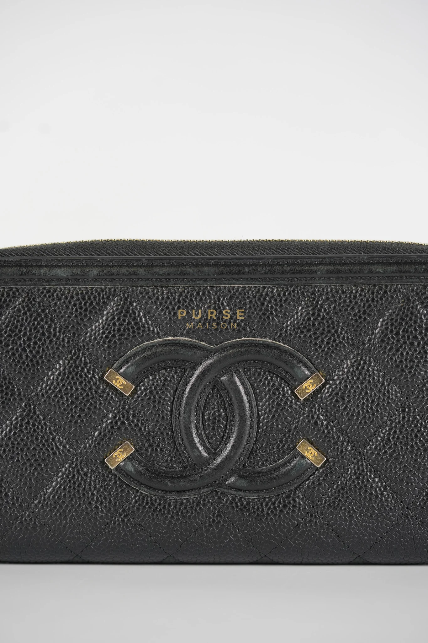 Chanel CC Filigree Long Wallet in Black Caviar Leather & Light Gold Hardware Series 26 - Image 14