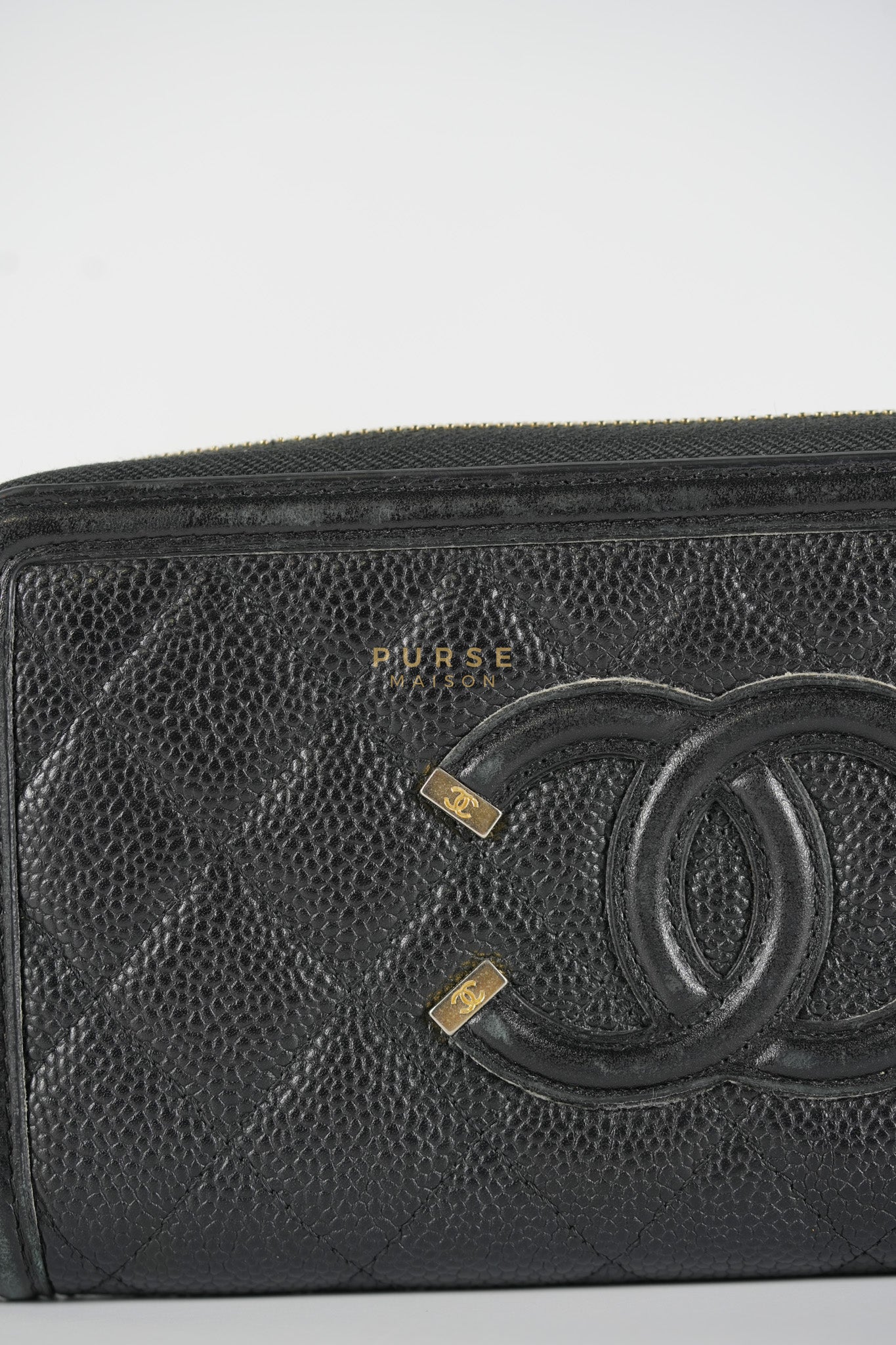 Chanel CC Filigree Long Wallet in Black Caviar Leather & Light Gold Hardware Series 26 - Image 16