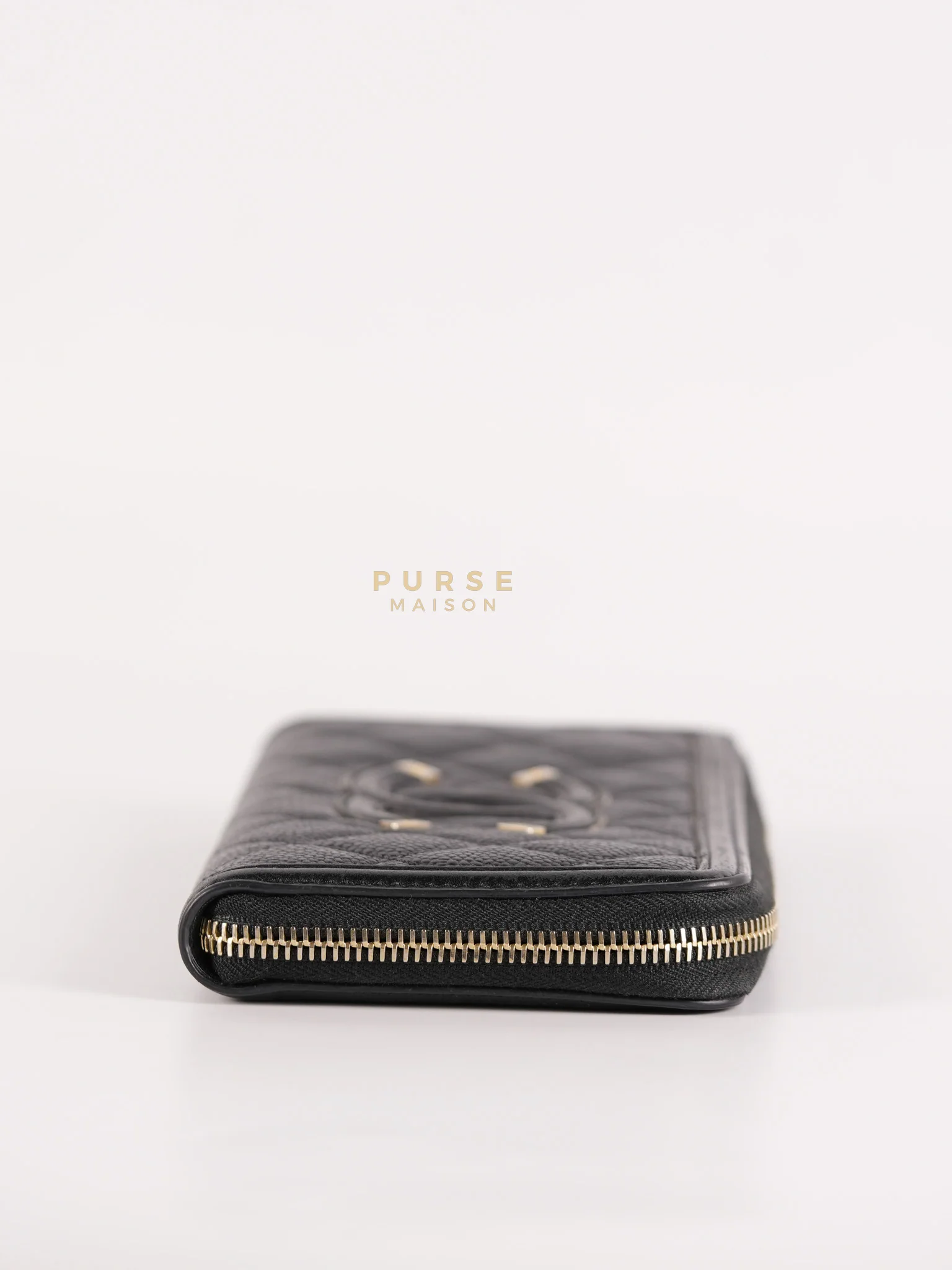 Chanel CC Filigree Long Wallet in Black Caviar Leather & Light Gold Hardware Series 26 - Image 6