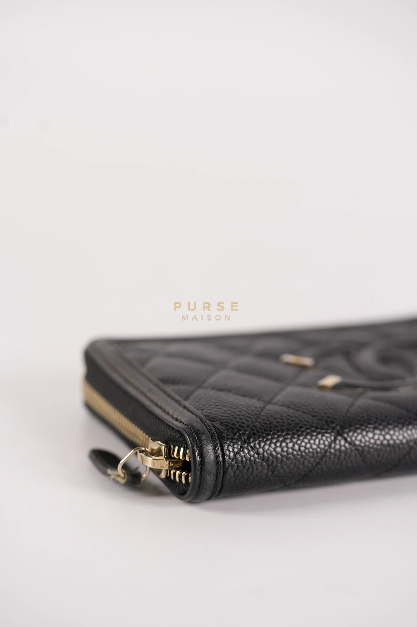 Chanel CC Filigree Long Wallet in Black Caviar Leather & Light Gold Hardware Series 26 - Image 8