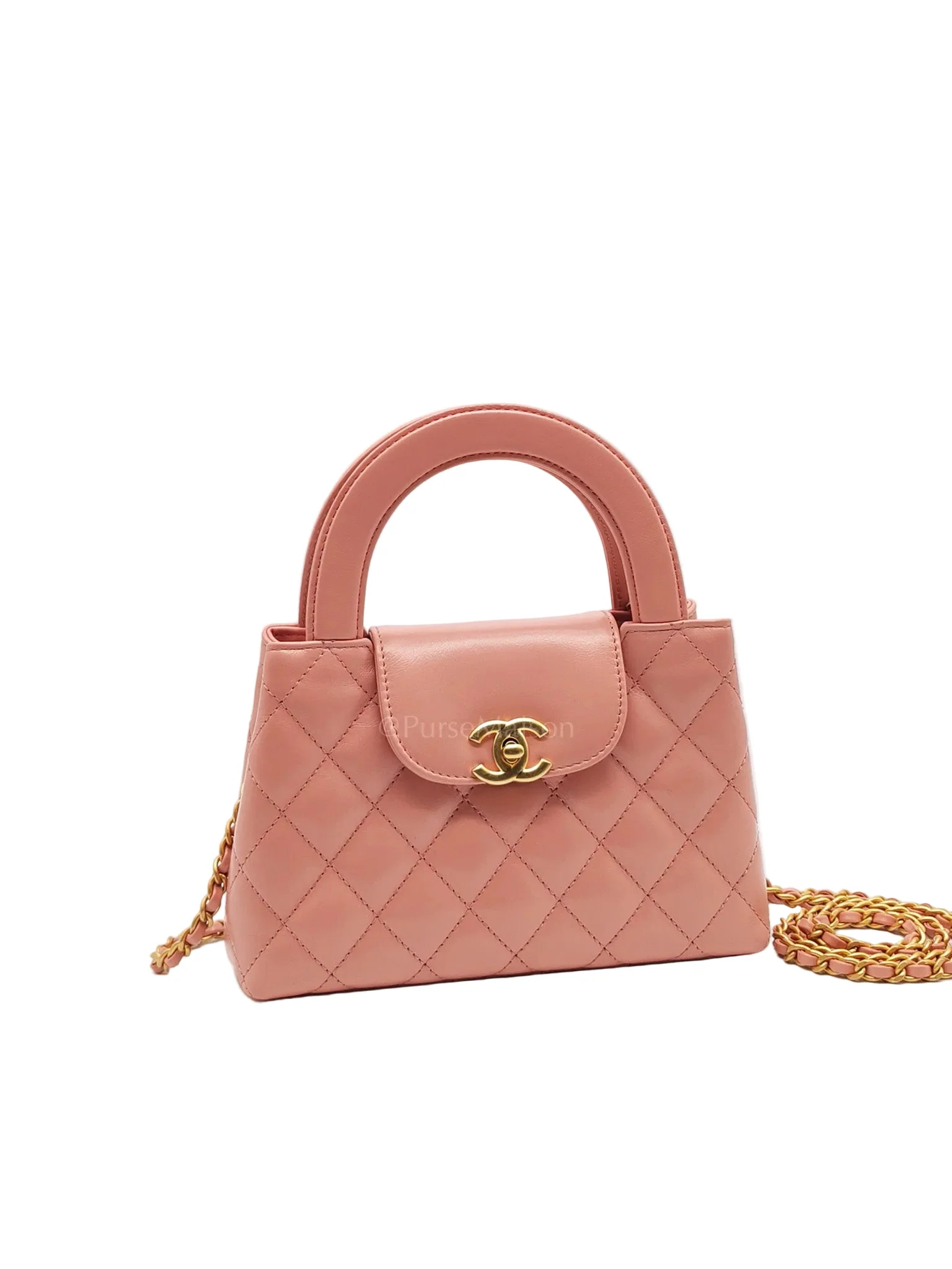 Chanel CC Kelly Small In Pink Shiny Aged Calfskin Leather & Gold Hardware Microchip - Image 2