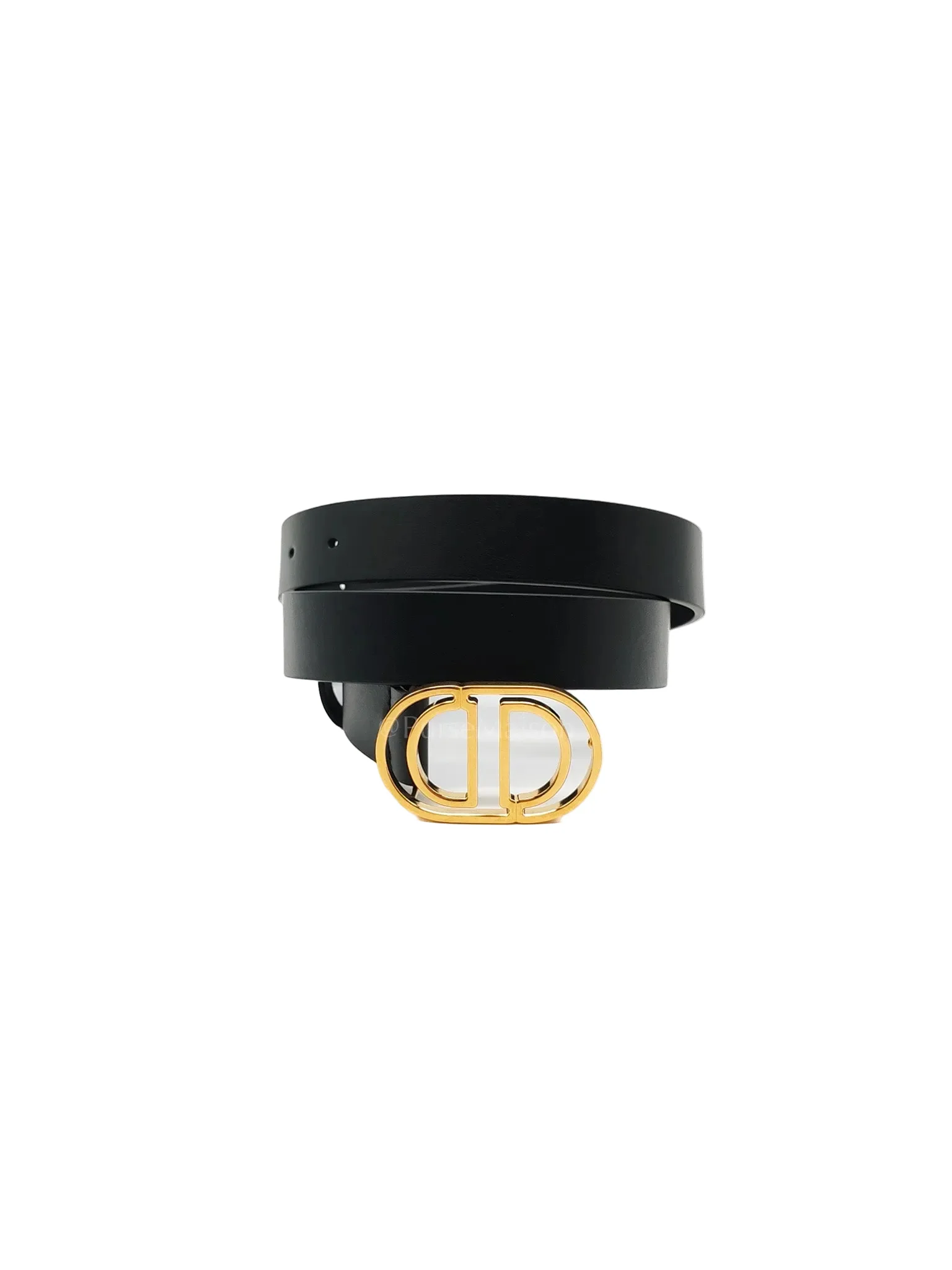 Christian Dior CD Cut Logo Buckle Belt Black Leather 80cm