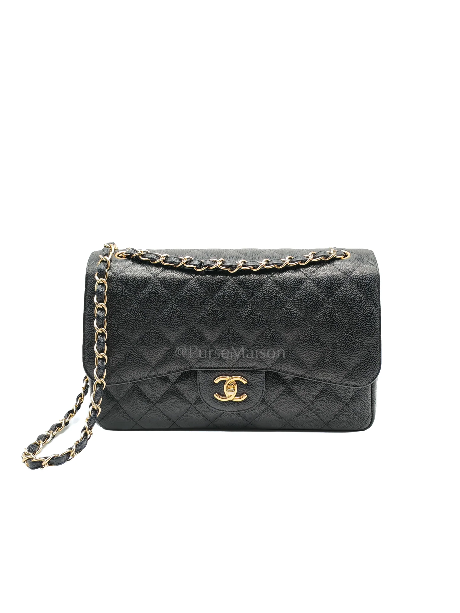 Chanel Classic Double Flap Jumbo in Black Caviar Leather and Gold Hardware Series 14