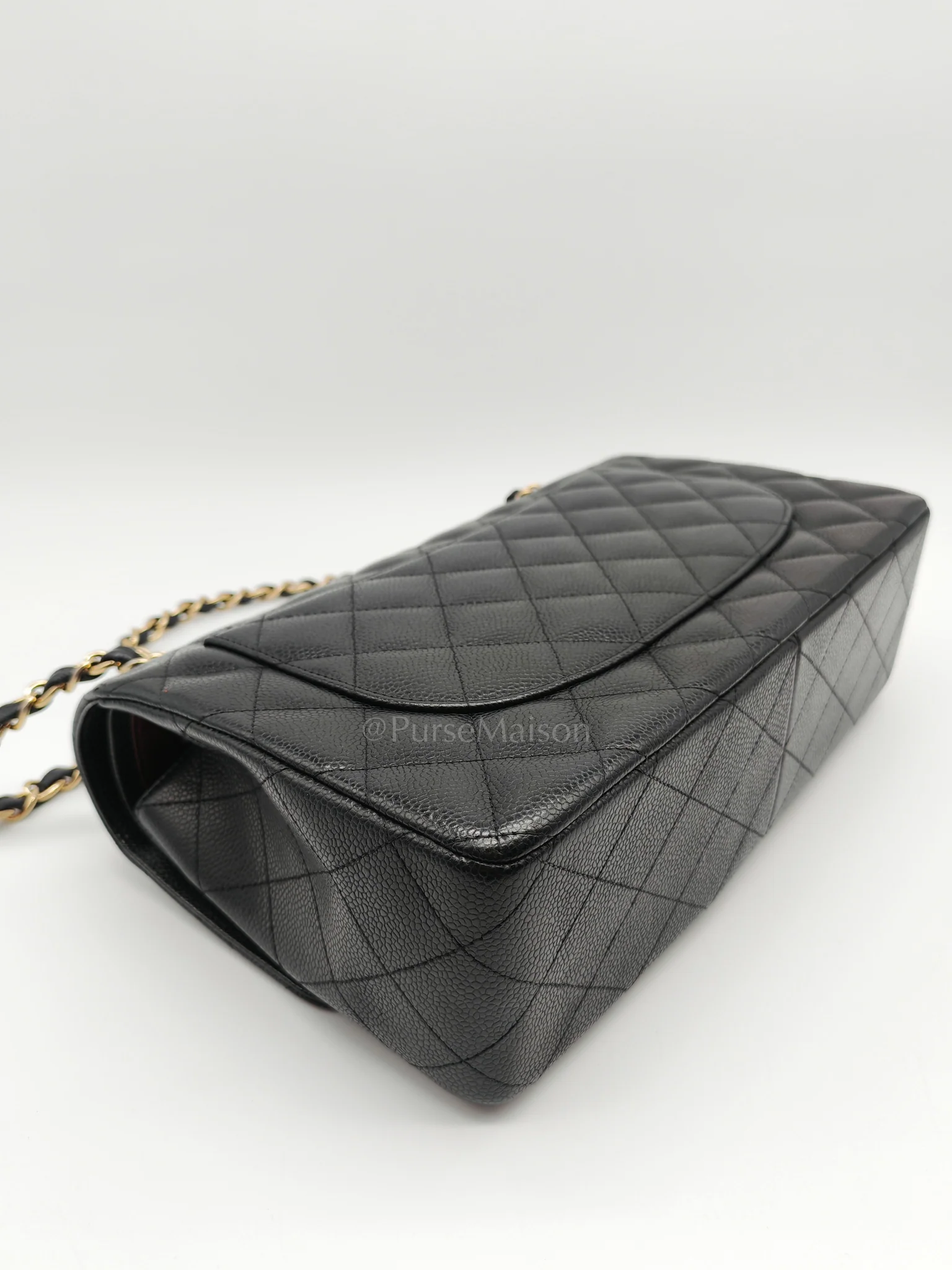 Chanel Classic Double Flap Jumbo in Black Caviar Leather and Gold Hardware Series 14 - Image 10